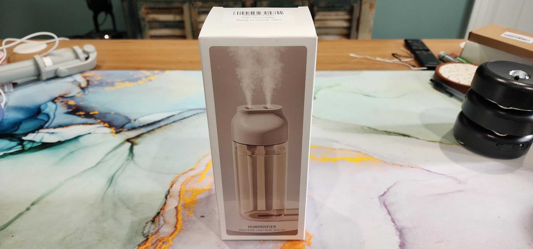 Portable Small Humidifier Dual Nozzle - Large Cool Mist Humidifiers Double Spray Ports, Water Shortage Protection, Ultra-Quiet, Mini Humidifier for Bedroom Plants Office Car Travel (P07) customer photo 2