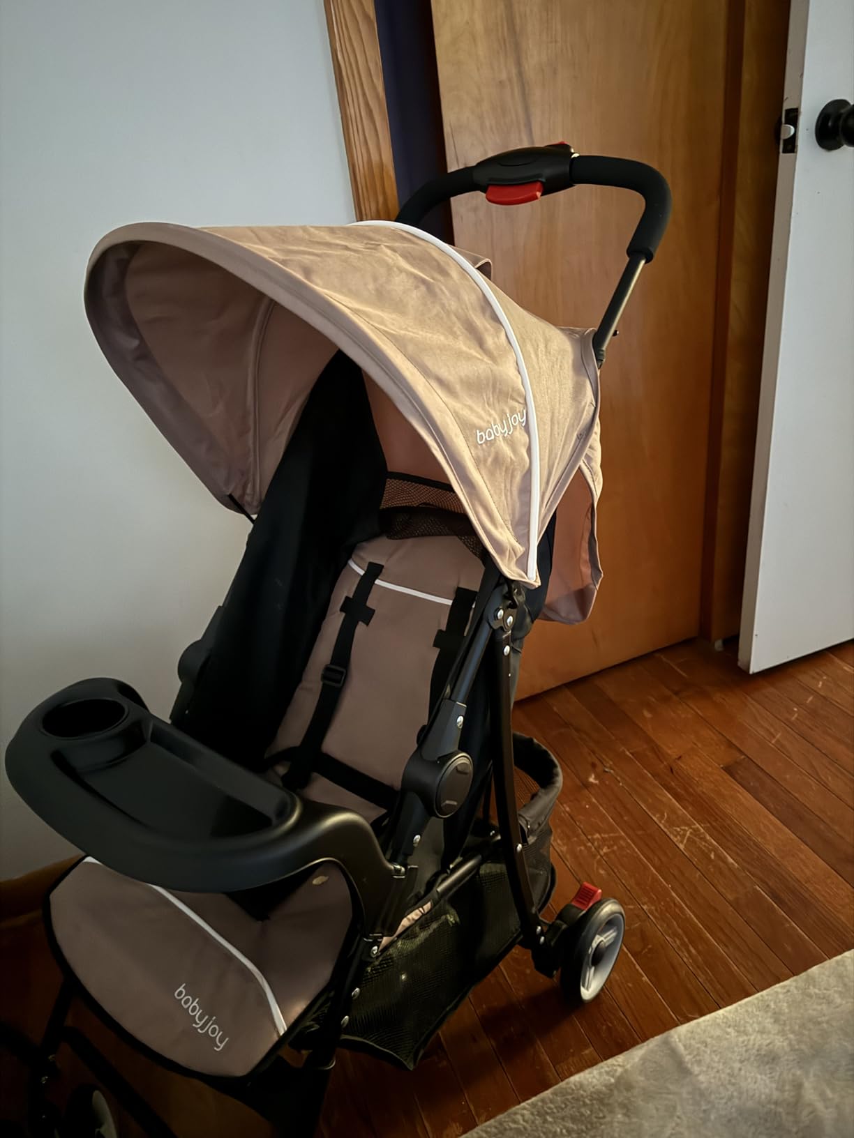 Baby Joy Lightweight Stroller, Compact Toddler Travel Stroller for Airplane, Infant Stroller w/Adjustable Backrest/Footrest/Canopy, 5-Point Harness, Storage Basket, Easy One-Hand Fold (Gray) customer photo 2