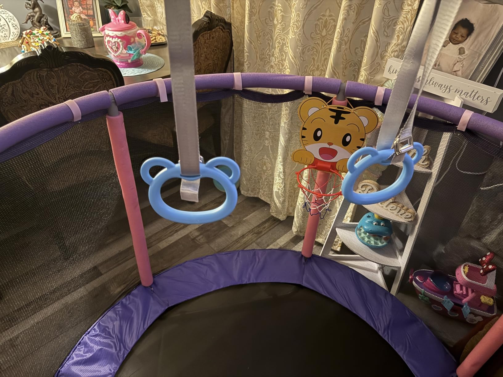 Trampoline for Kids 55inch Toddler Mini Small Trampoline Outdoor Indoor Basketball Hoop, Swing, Gift for Baby, Toddlers & Kids Ages 3-6 customer photo 1