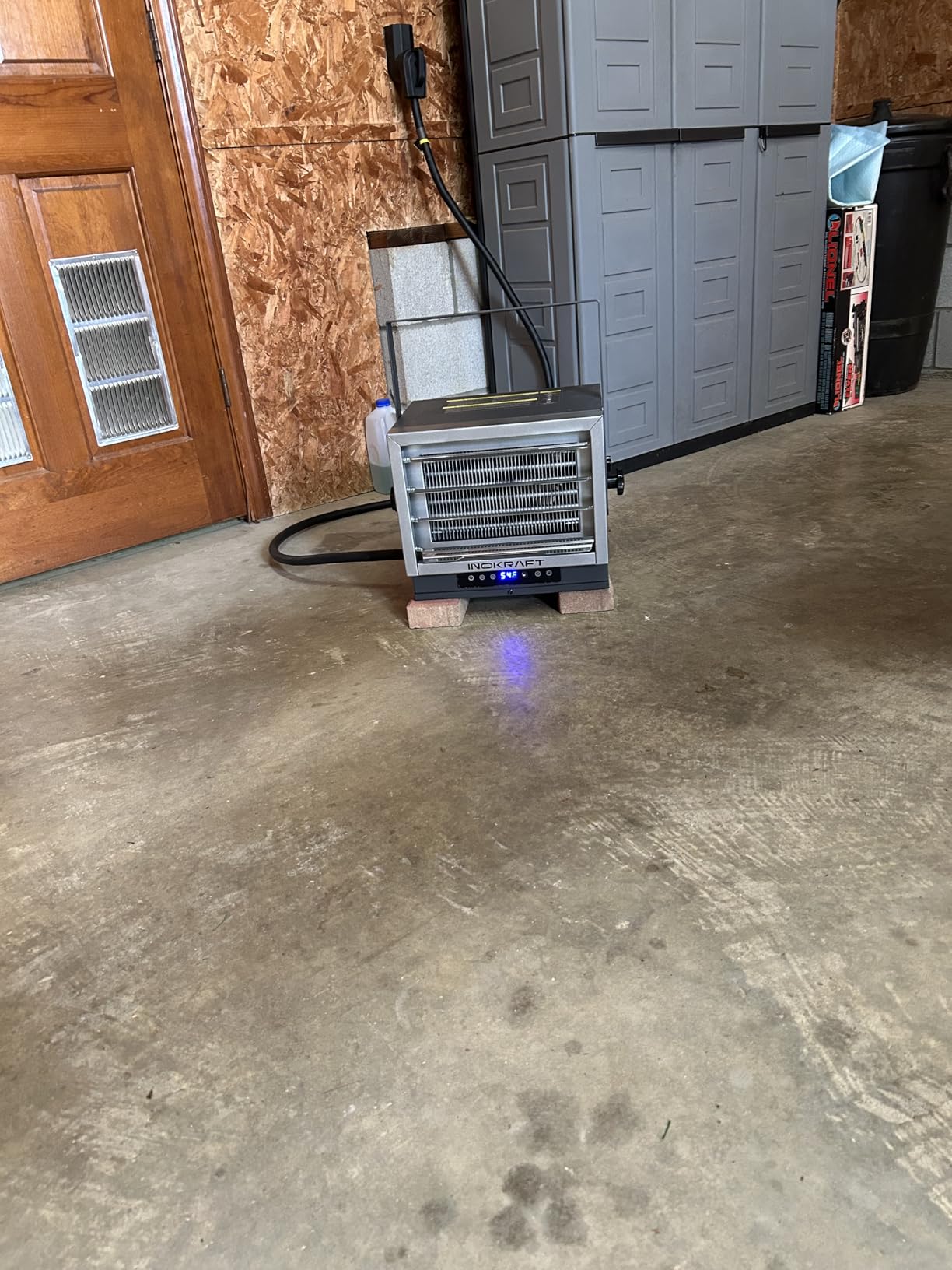 InoKraft 7500W Electric Garage Heater, 240V with NEMA 14-50P Plug | Ceiling-mount heater with remote, digital thermostat, 24-hour timer, ECO mode, overheat protection and 8 AWG wire. customer photo 1
