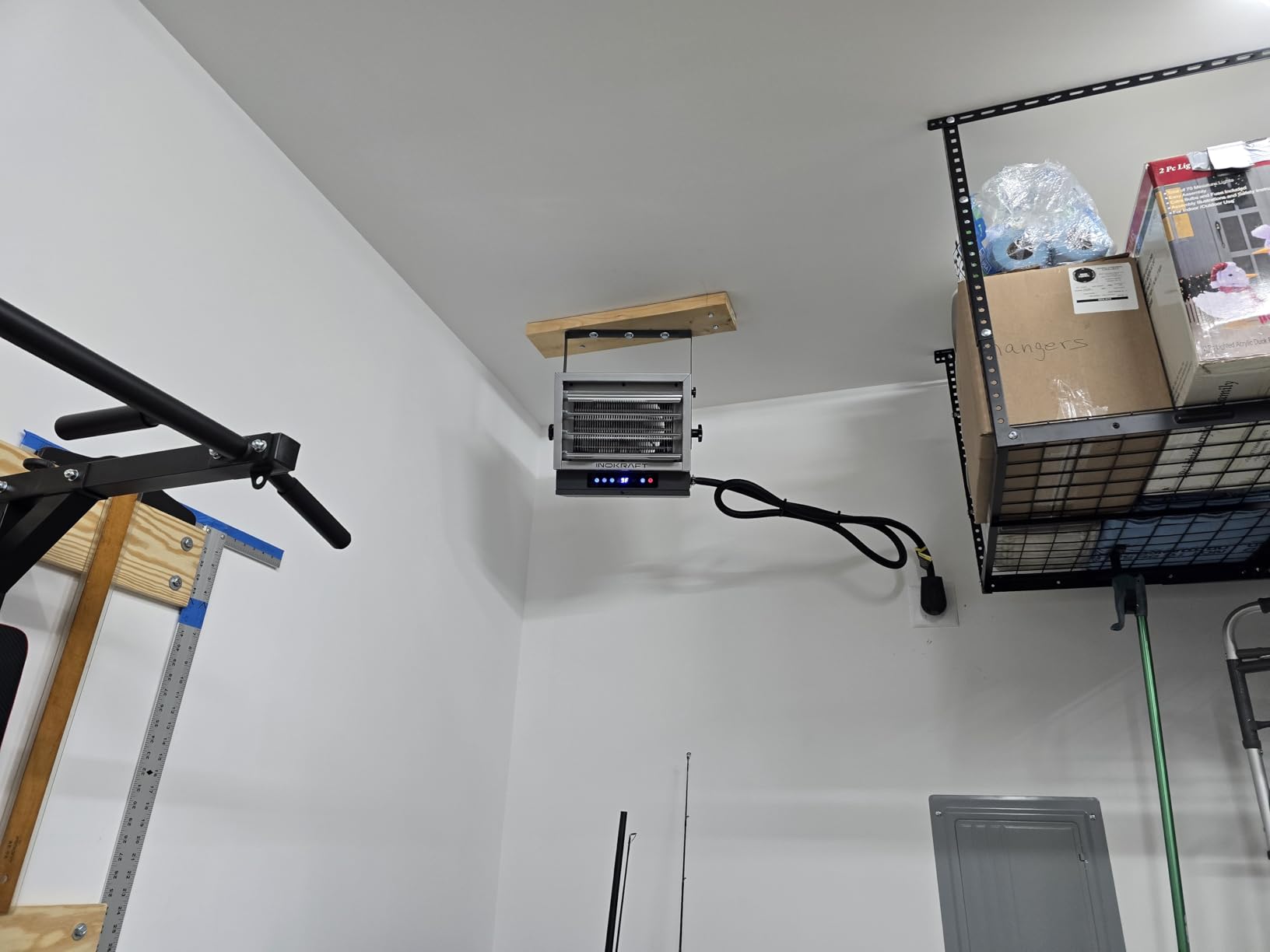 InoKraft 7500W Electric Garage Heater, 240V with NEMA 14-50P Plug | Ceiling-mount heater with remote, digital thermostat, 24-hour timer, ECO mode, overheat protection and 8 AWG wire. customer photo 2
