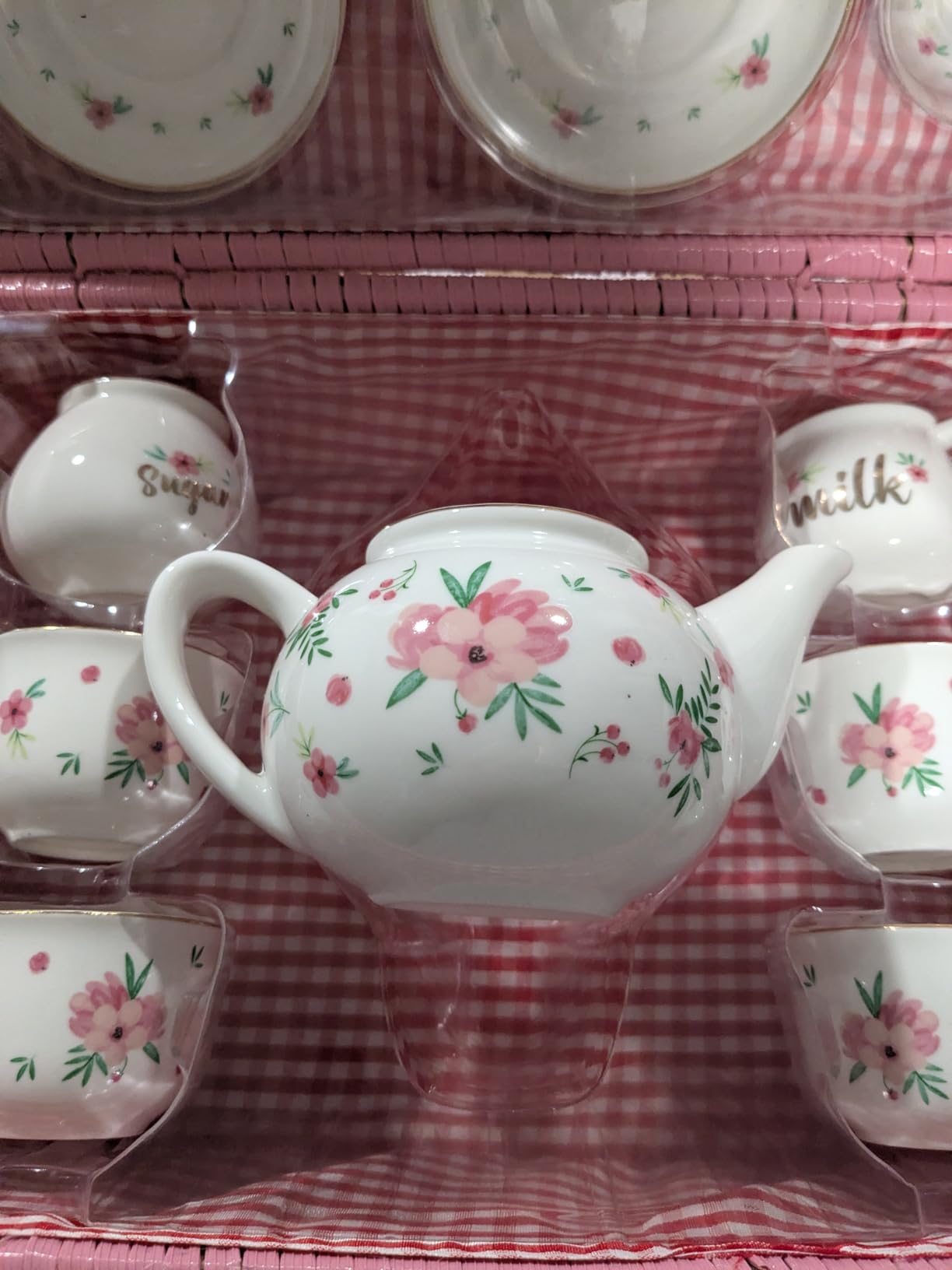 Porcelain Tea Set for Toddlers, Tea Party Set for Little Girls, Pink Floral Teapot Cup Saucer Carry Case, Princess Party Pretend Play Kids Toys, Toddler Girl Birthday Gifts Age 3 - 8 Years Old customer photo 2