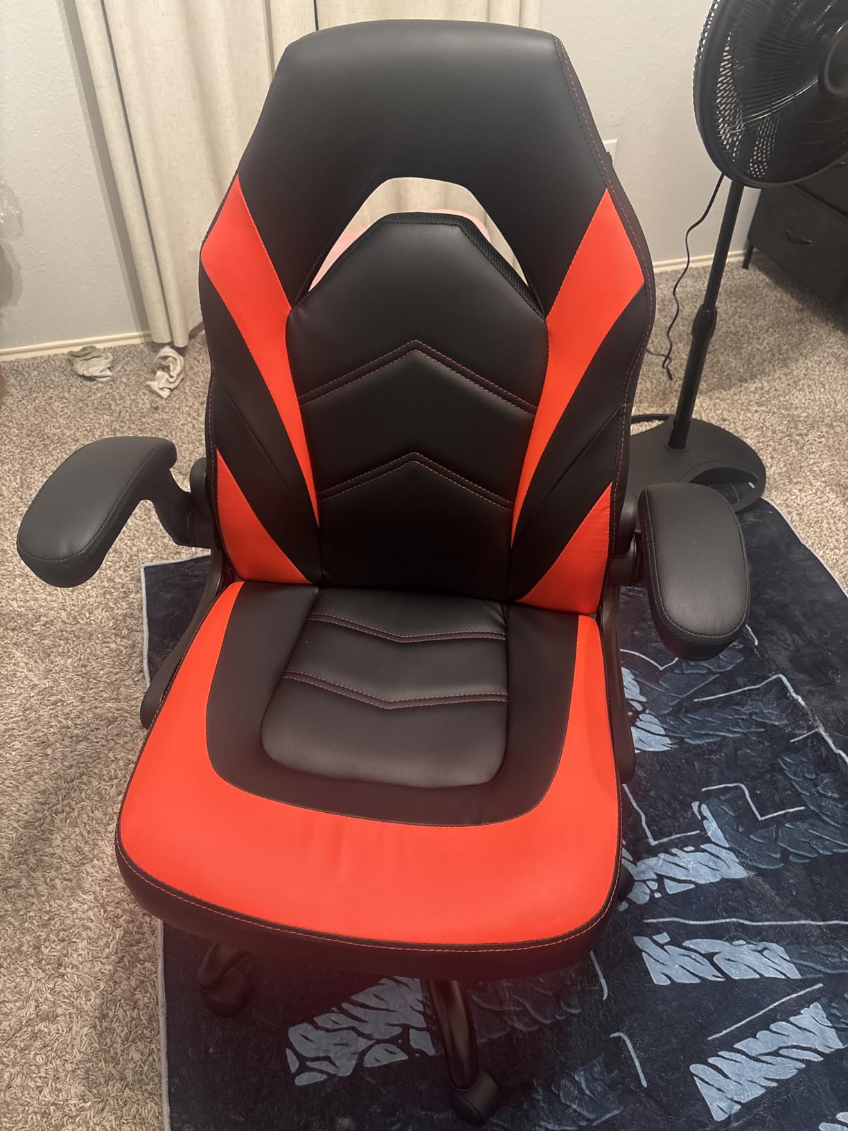 DUMOS Video Game Chair, Ergonomic Computer Desk Chair, Lumbar Support | Flip-Up Armrest Height Adjustable, PU Leather Swivel Wheels for Kids Adults, Scarlet Red customer photo 2