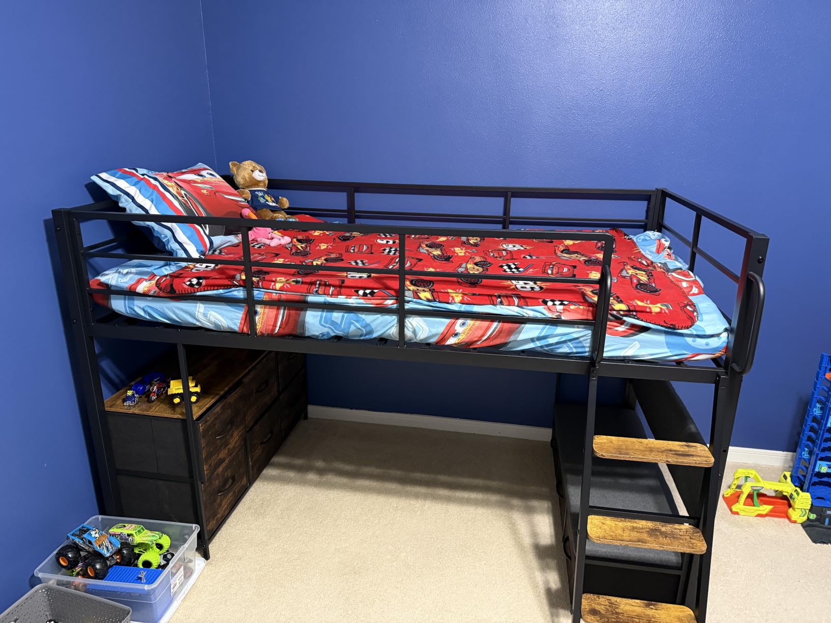 Dnxao Low Loft Bed Twin with Desk, 9 Storage Drawers, Rustic Brown customer photo 1