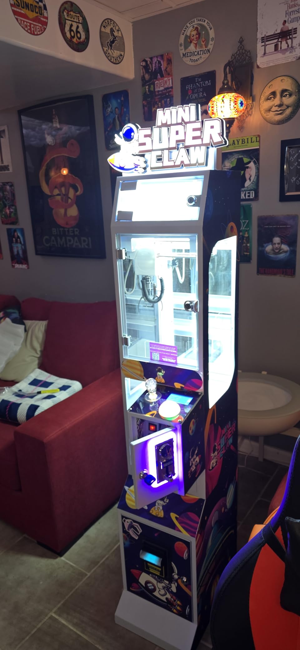 Mini Claw Machine - Coin & Bill Operated Vending Unit - Arcade Style Prize Dispenser for Events,Stores or Game Rooms - Space Theme customer photo 1
