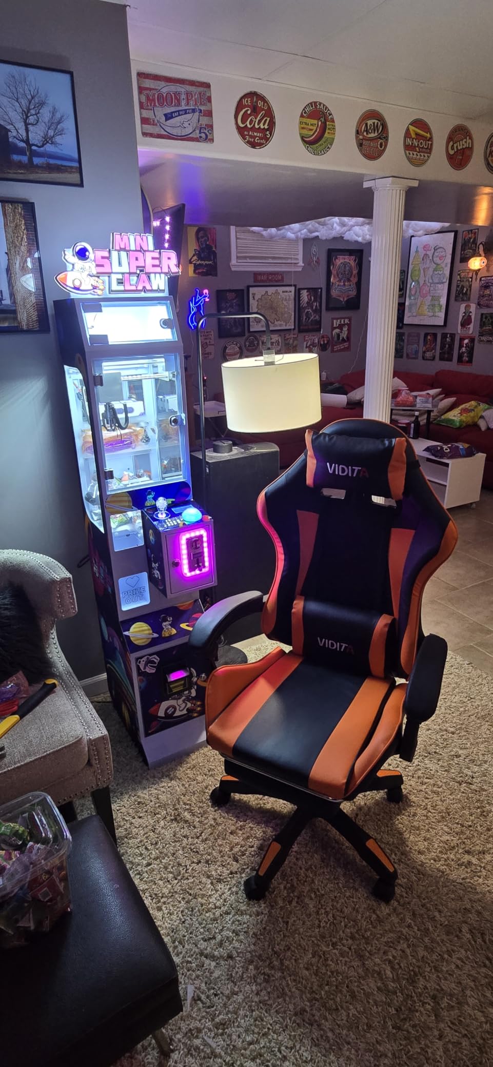 Mini Claw Machine - Coin & Bill Operated Vending Unit - Arcade Style Prize Dispenser for Events,Stores or Game Rooms - Space Theme customer photo 2