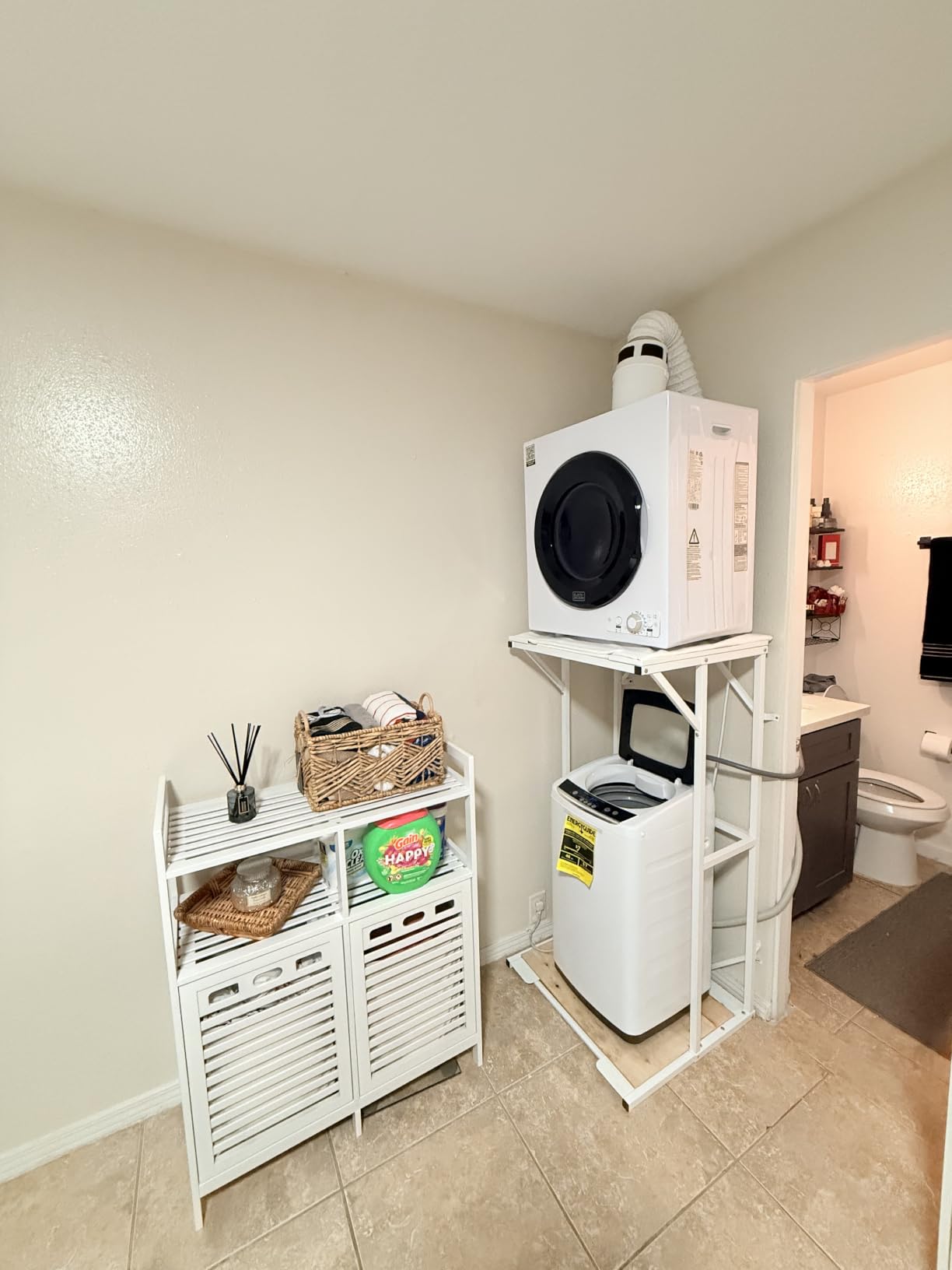 Homykic Double Tilt Out Laundry Hamper Cabinet with 2 Removable Bags, White customer photo 2
