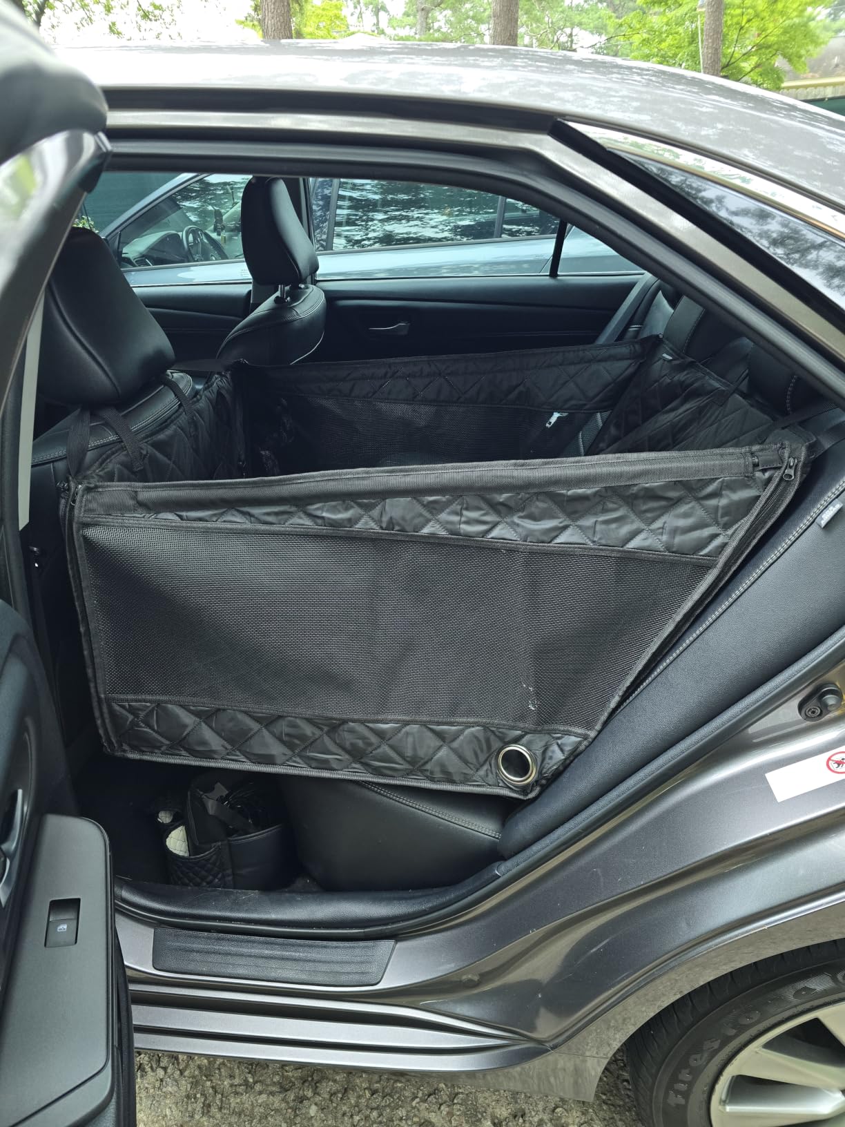 URPOWER Hard Bottom Dog Car Seat Cover for Back Seat, PU Leather Hammock | 400 lbs Support, 45% More Space, Waterproof, Scratch Resistant, Non-Slip, Mesh Window, Dog Seat Belt Included customer photo 2