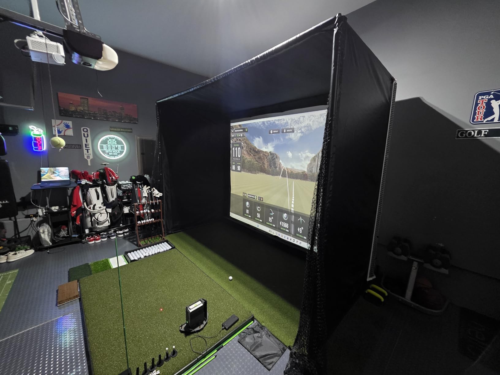 Golf Simulator Enclosure Kit with Premium HD Impact Screen, Full Safety Padding &Blackout Curtain, Home Golf Sim Setup Launch Monitors Compatible, Indoor Cage Net Golfing Accessories customer photo 1