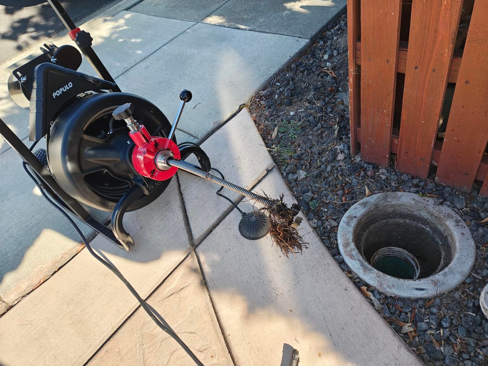 POPULO 75 ft x 1/2 inch Upgraded Electric Sewer Drain Snake Auger with 8 Cutters and 1 Root Killer, for 2-4 inch Pipes, Auto Feed Plumbing Drain Cleaner Machine, PEDC-75 Generation Two customer photo 2