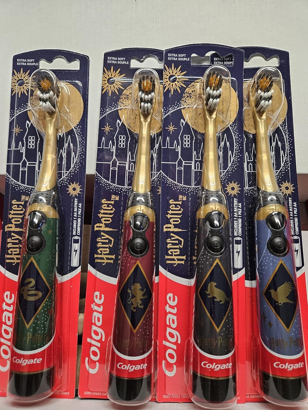 Colgate Kids Harry Potter Battery Electric Toothbrush, Extra Soft, 4 Pack | Vibrating Battery Powered Toothbrushes, Includes 4 AA Batteries, 4 Unique House Designs, Easy On/Off Button, Slim Handle customer photo 2