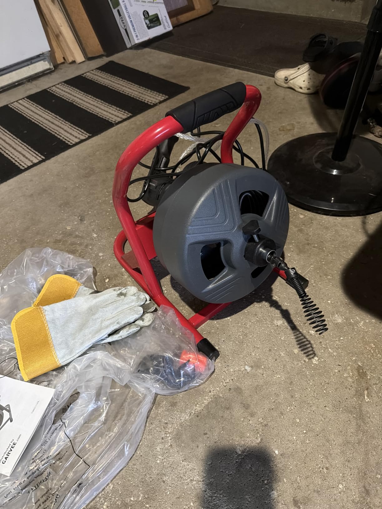 Drain Cleaner Machine 50Ft x 5/16 Inch, Electric Drain Auger Professional, Foot Switch with 6 Cutters, Glove, Drain Auger Cleaner Sewer Snake for 3/4 to 3 Inch Pipes customer photo 1