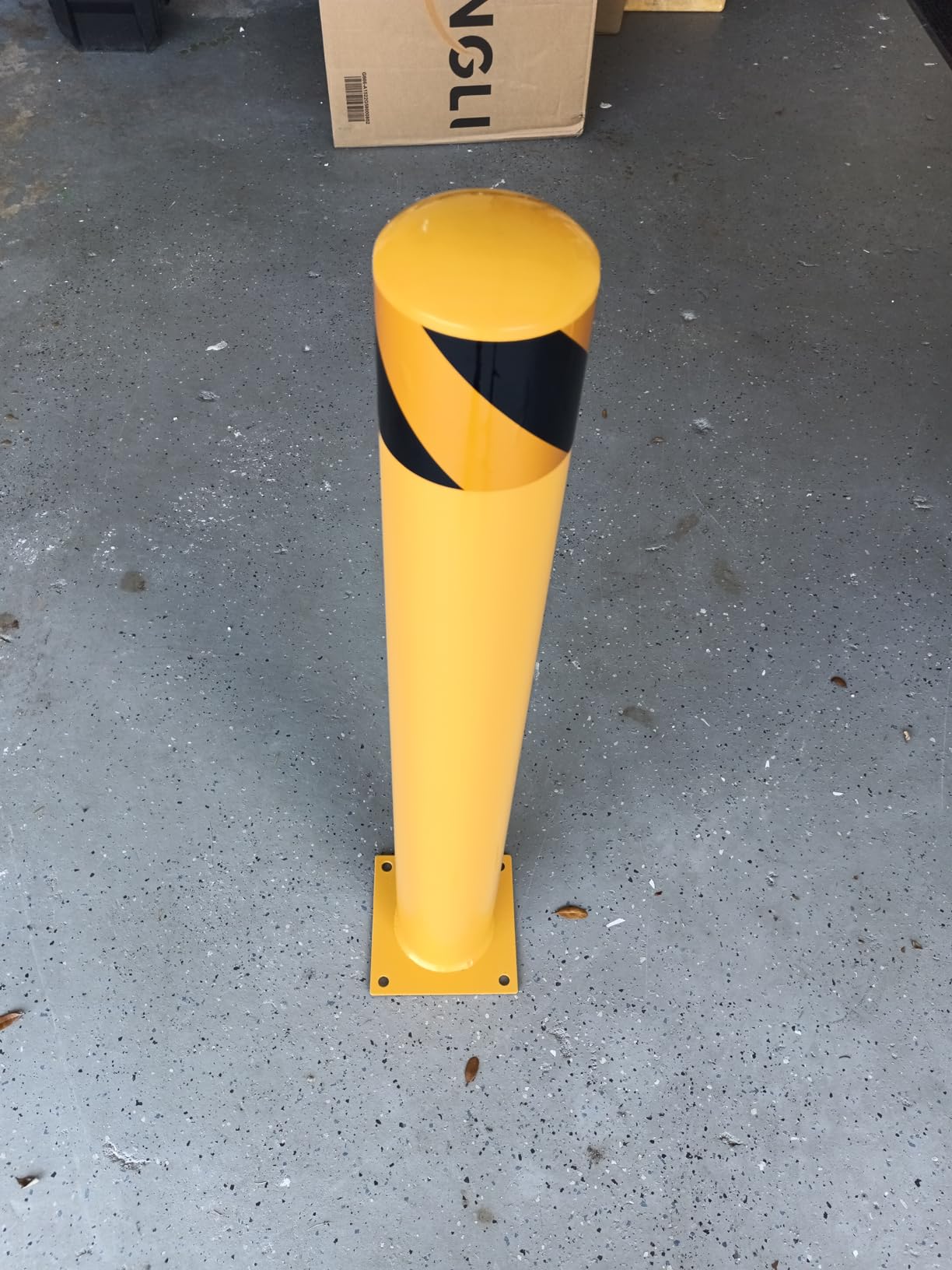 4-Pack 48 Inch Steel Safety Bollard Post, 4.5 Inch Diameter Metal Safety Bollard with 16 Anchor Bolts for Driveway Barrier, Parking Pole, Traffic Control customer photo 1