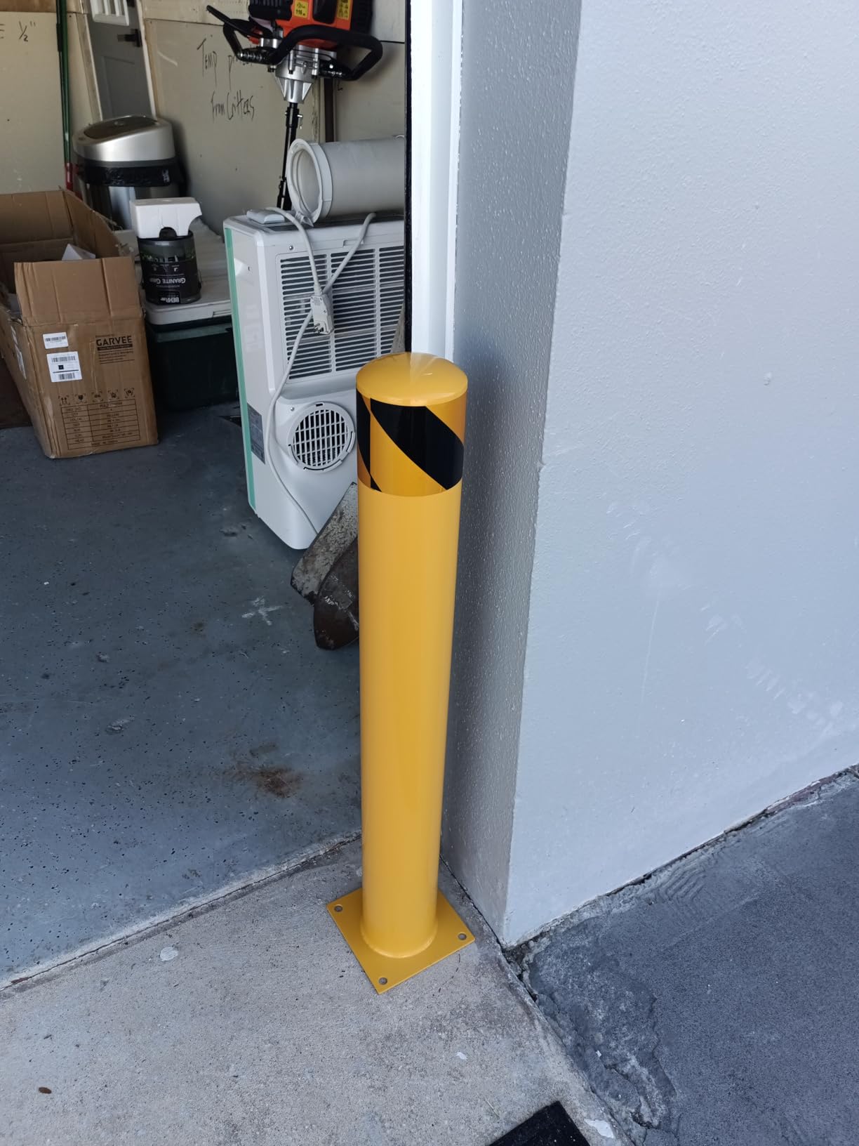 4-Pack 48 Inch Steel Safety Bollard Post, 4.5 Inch Diameter Metal Safety Bollard with 16 Anchor Bolts for Driveway Barrier, Parking Pole, Traffic Control customer photo 2