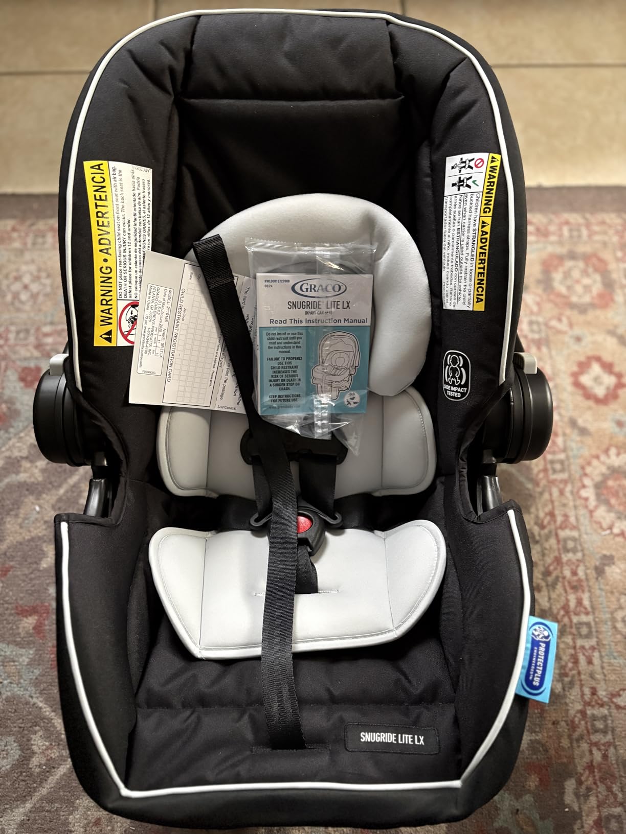 Graco SnugRide Lite LX Infant Car Seat, Lightweight Rear-Facing Seat for Babies 4–30 lb, 4-Position Adjustable Base, Latch Installation & ProtectPlus Engineered, Lilac Mod customer photo 2