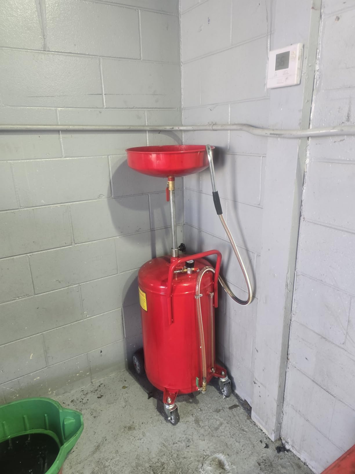 TUFFIOM 20 Gallon Waste Oil Drain Tank with Wheels & Handle, Adjustable Funnel Height Air-Operated Oil Drainer, Large Capacity Leak-Proof Oil Drain Container for Auto Fluids, Garage, Red customer photo 1