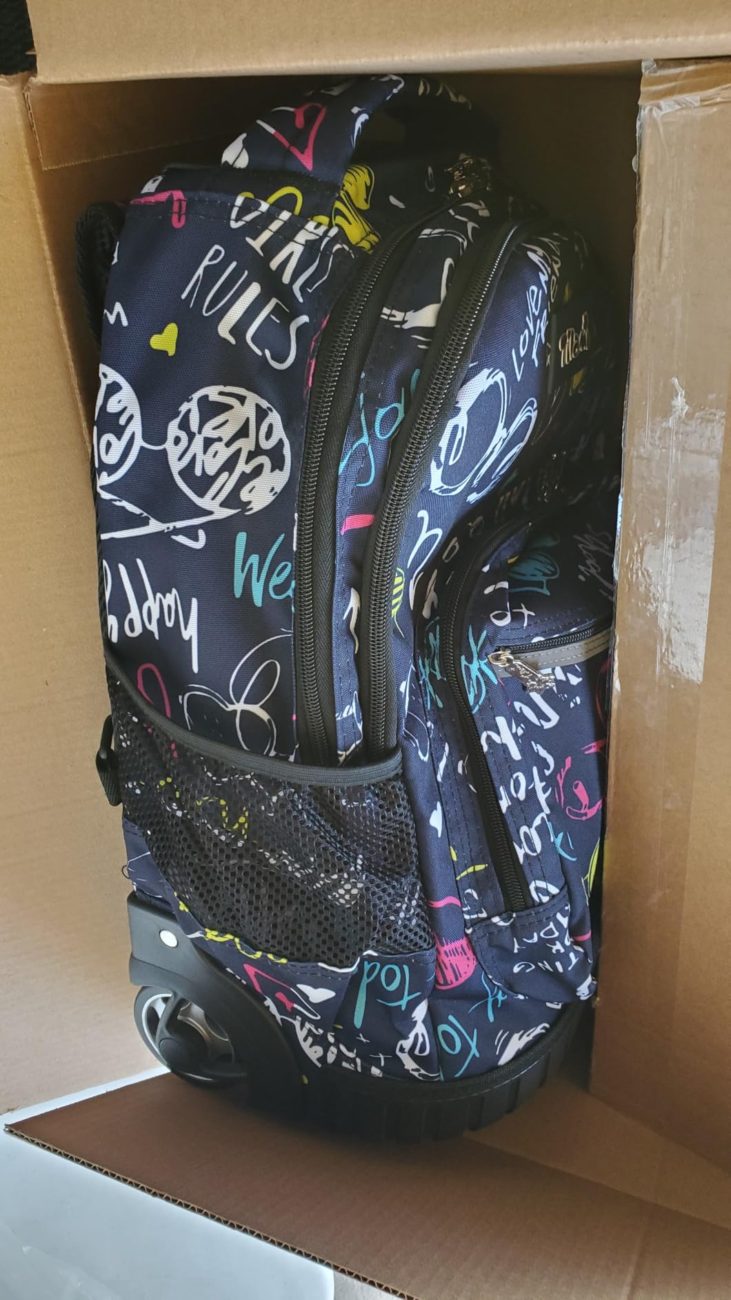 Tilami Rolling Backpack for Kids 18 inch Boys and Girls Laptop Backpack,Ice cream customer photo 2