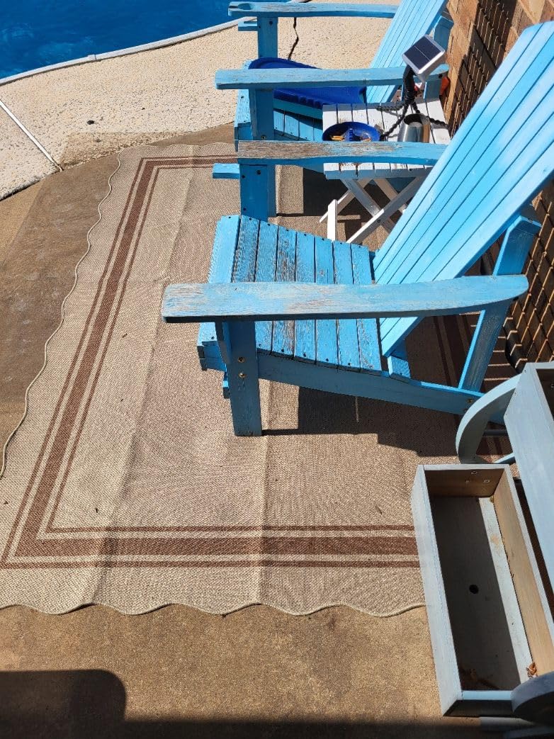 Zeeinx Easy Jute 3x5 Outdoor Scalloped Rug Washable Area Rug customer photo 2