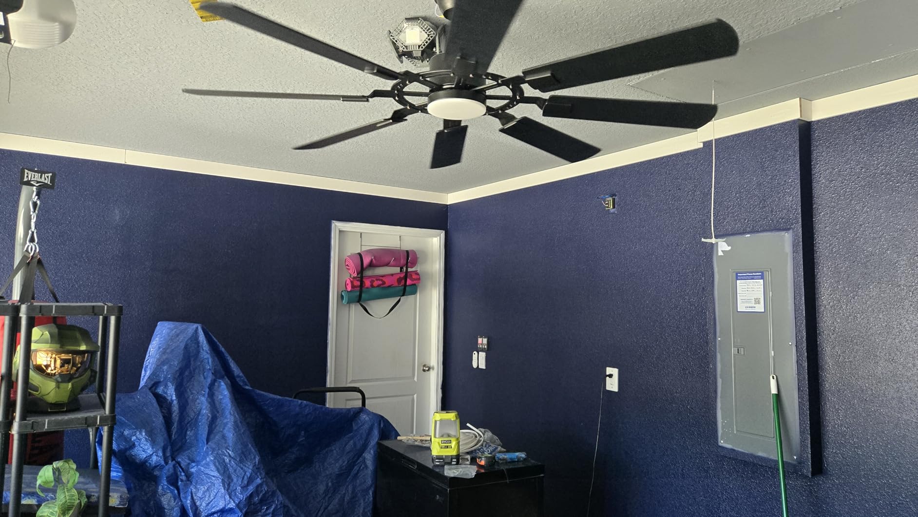 FUMLTP 120 inch Industrial Large Ceiling Fans No Lights with Remote Control, Black Modern Ceiling Fan for Garage Living Room Patio, 6 Speed Reversible Quiet DC Motor, Timer, 6 Blades customer photo 1