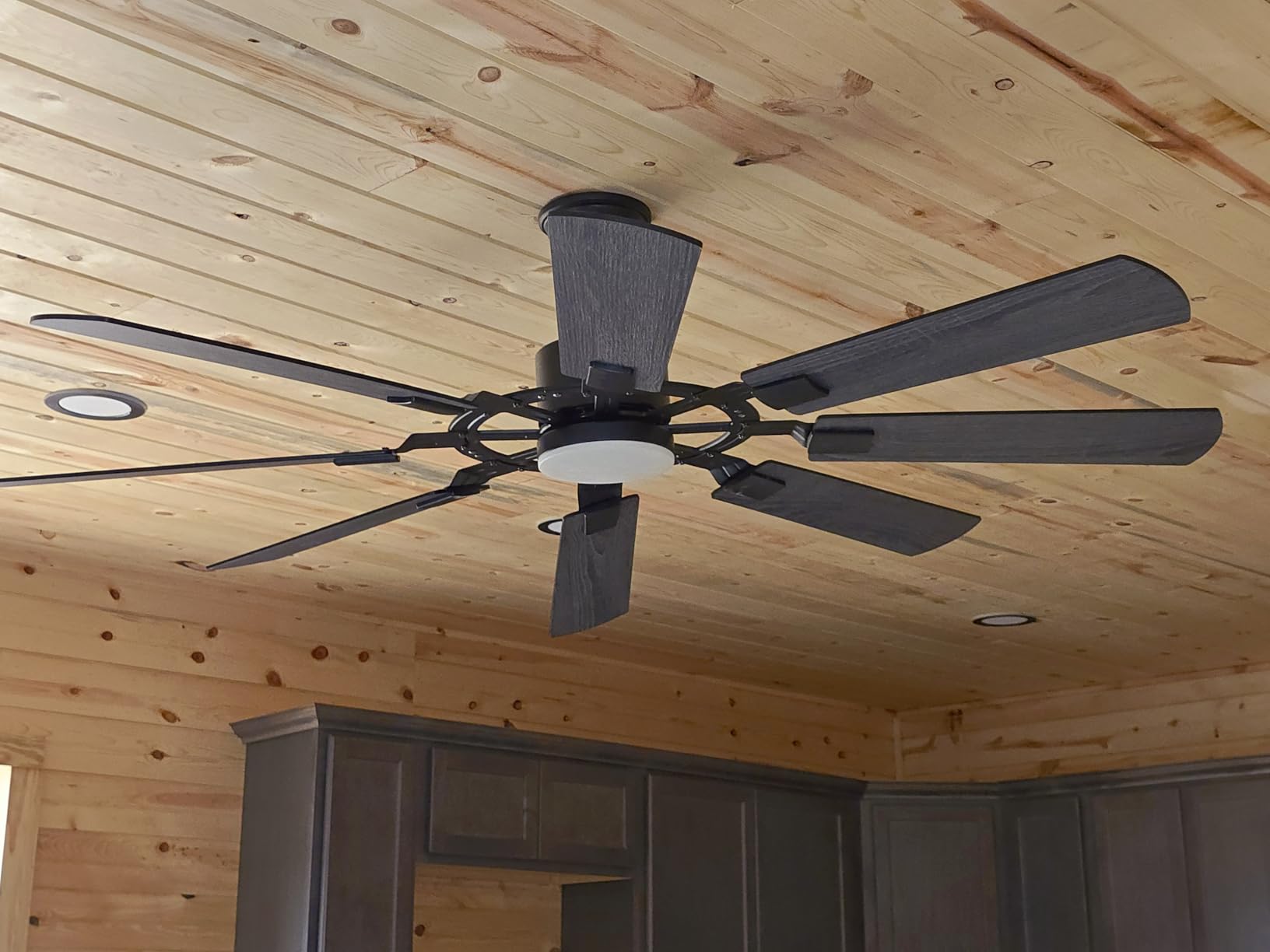 FUMLTP 120 inch Industrial Large Ceiling Fans No Lights with Remote Control, Black Modern Ceiling Fan for Garage Living Room Patio, 6 Speed Reversible Quiet DC Motor, Timer, 6 Blades customer photo 2