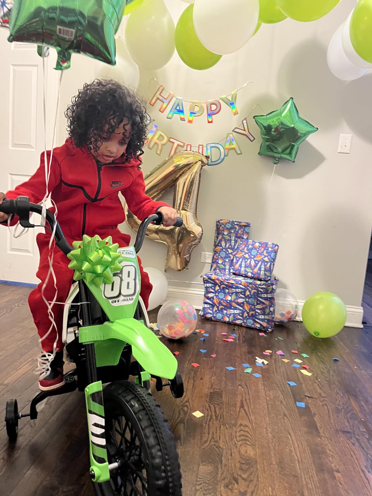 Qaba Kids Dirt Bike with Twist Grip Throttle 12V for Toddler Music Orange customer photo 2