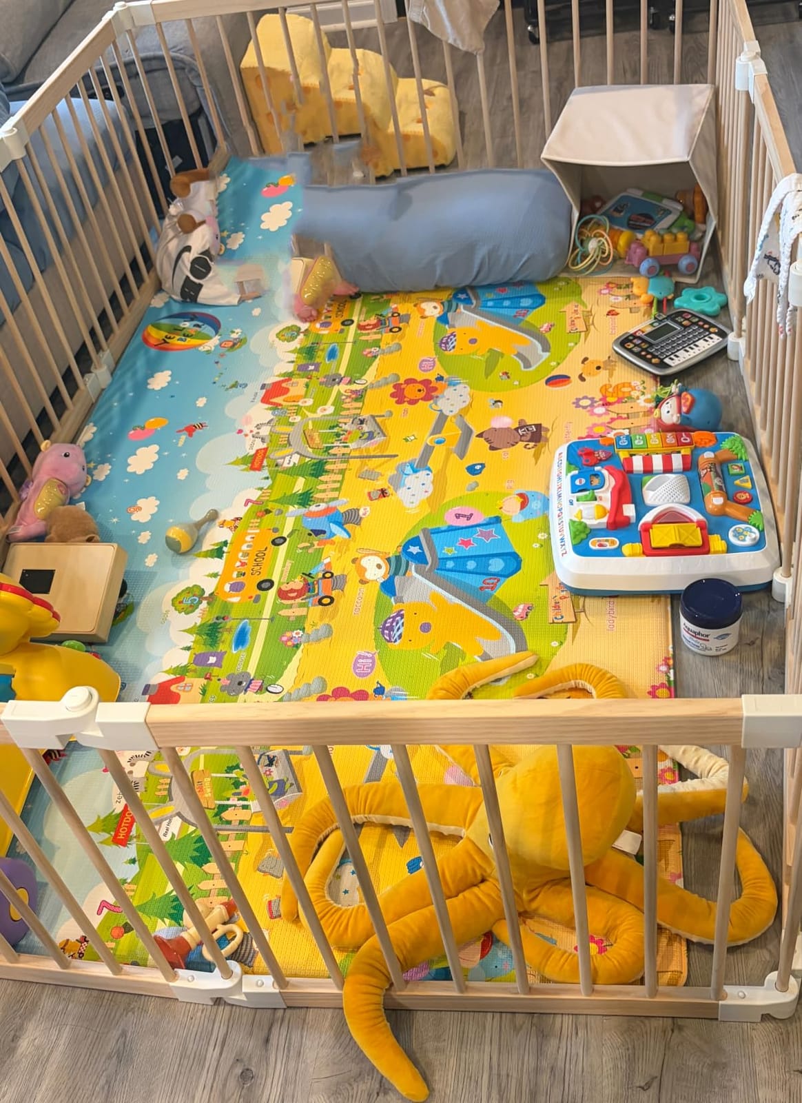 Baby Playpen, Foldable Wooden Play Yard with Gate customer photo 1