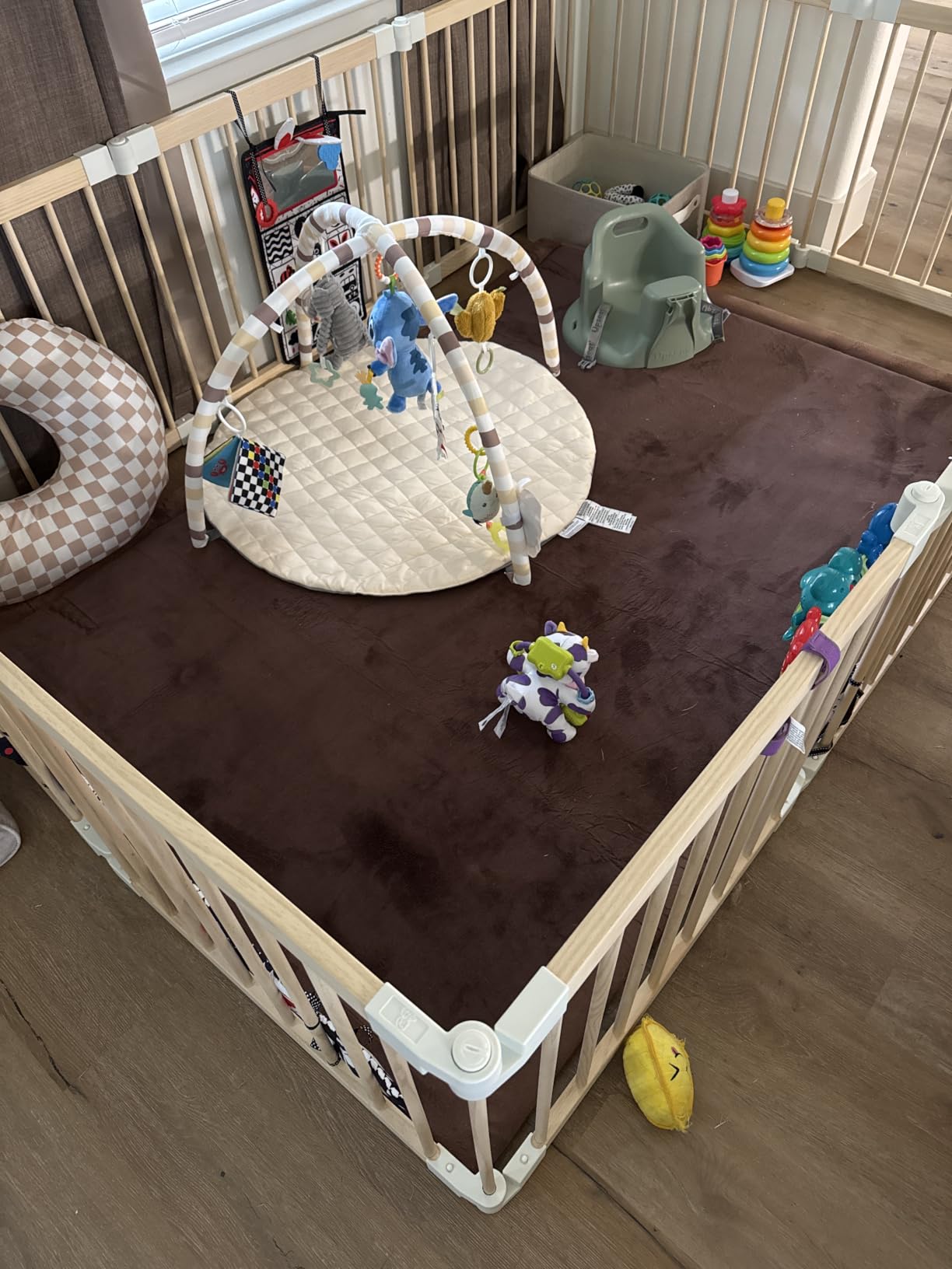 Baby Playpen, Foldable Wooden Play Yard with Gate customer photo 2