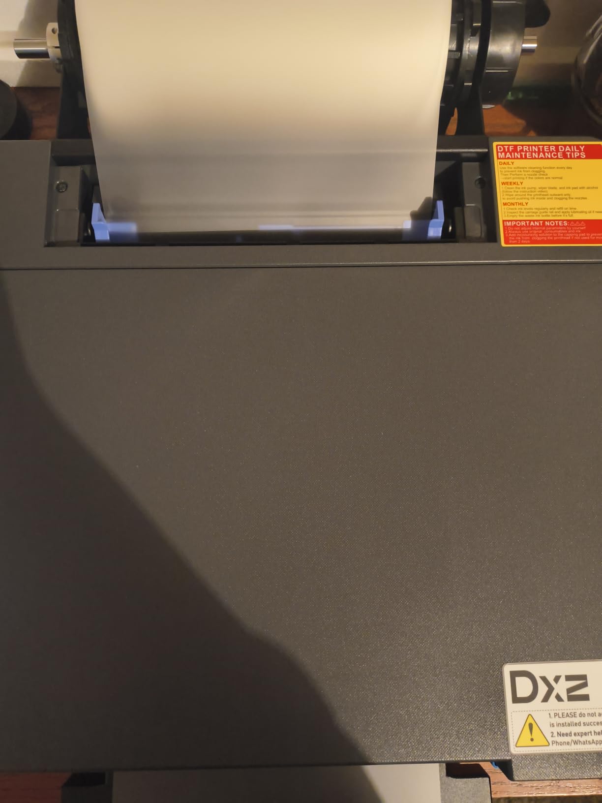 DXZ 2026 A4 DTF Printer with Roll Feeder-XP600 Doubled Printing Speed Compared to L1800 and L805,Built-in White Stirring System for DIY T-Shirt,2-Year Ink Included (Printer+Oven) customer photo 2