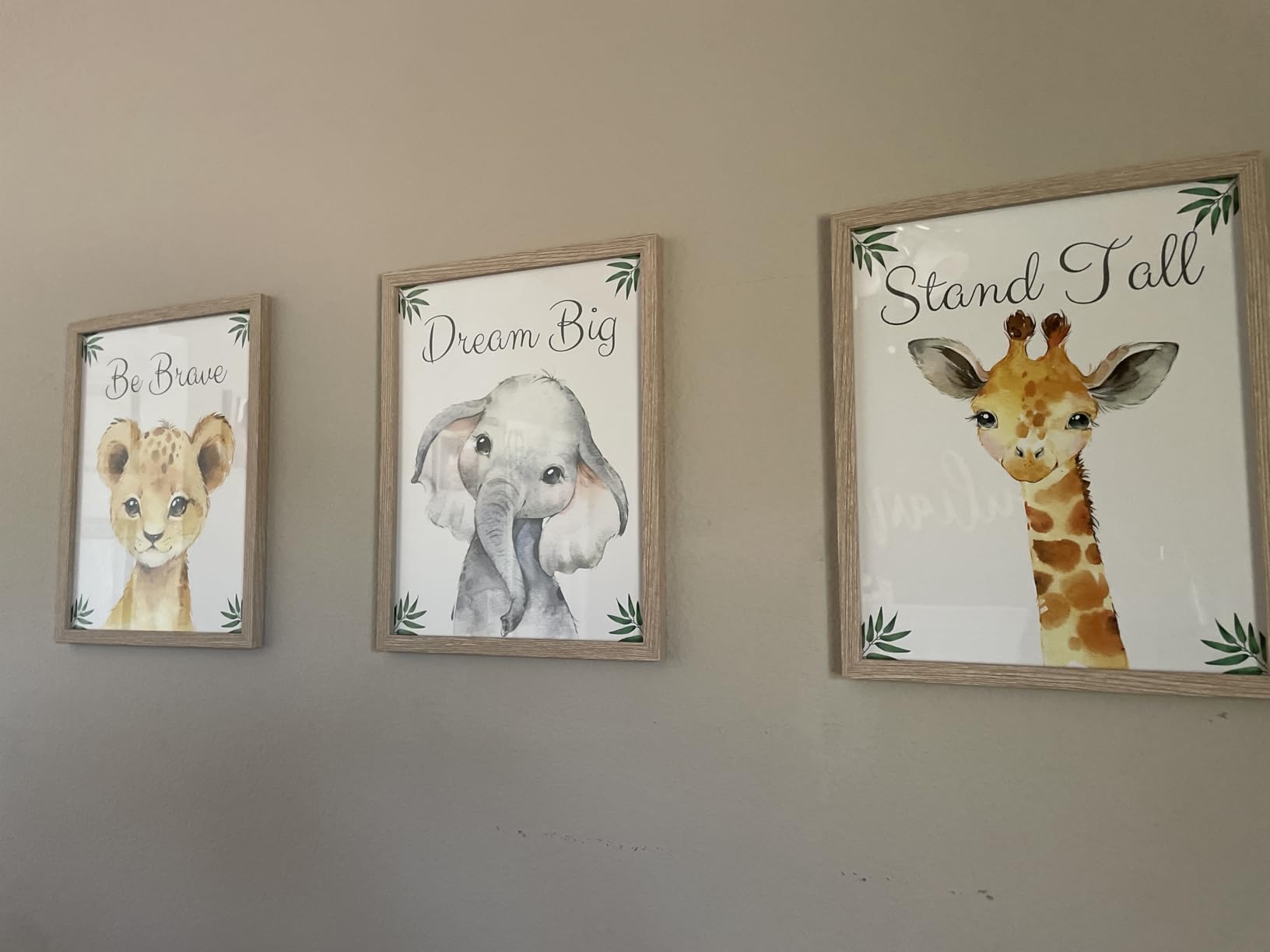 Eviepops Prints Cute Safari Animals Set of 3 Unframed Prints for Baby Girl or Boy Nursery Bedroom Playroom, Nursery Décor, Watercolour Jungle Wall Art, Giraffe Elephant Lion Toucan Parrot (8x10) customer photo 1
