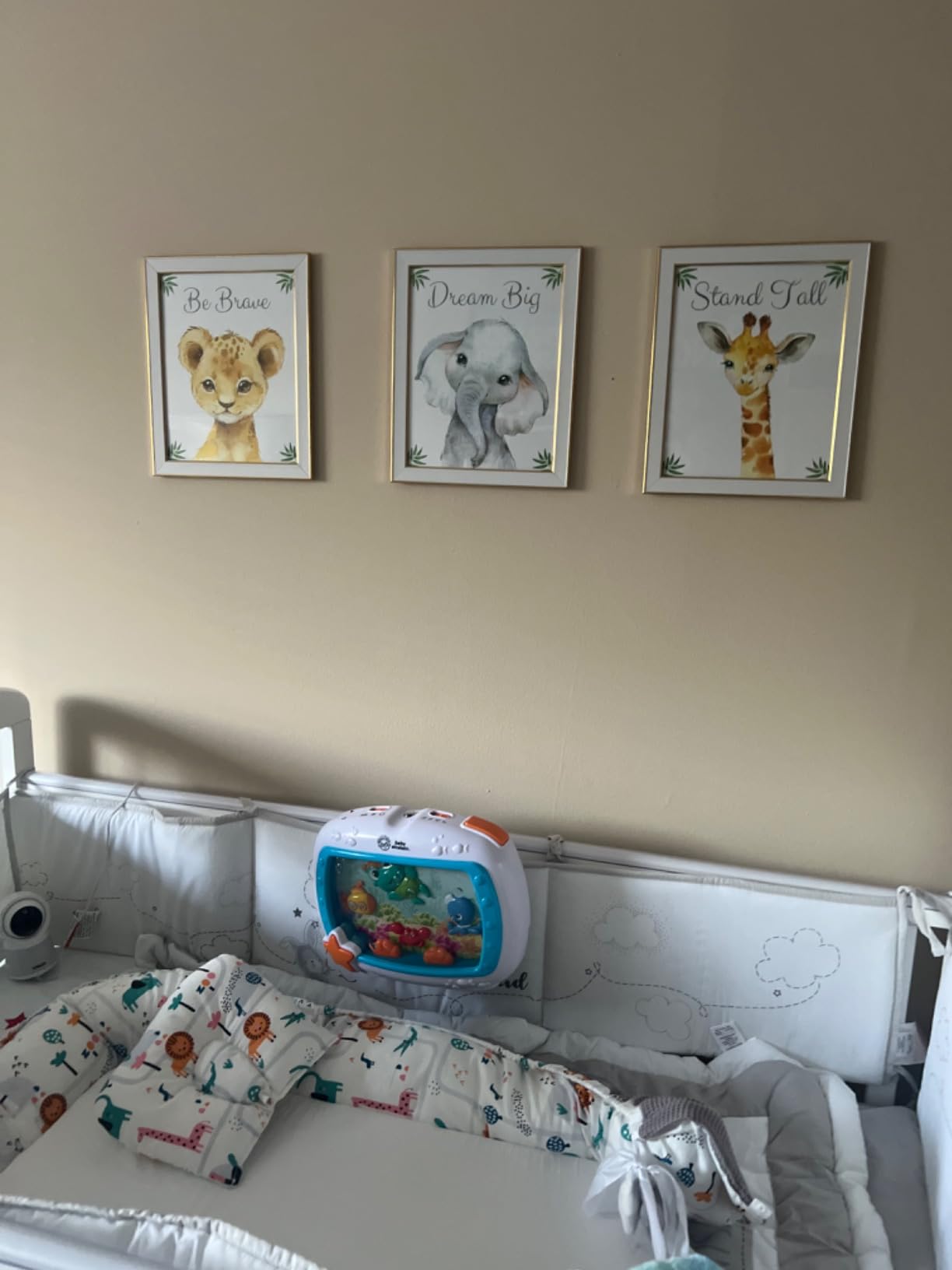 Eviepops Prints Cute Safari Animals Set of 3 Unframed Prints for Baby Girl or Boy Nursery Bedroom Playroom, Nursery Décor, Watercolour Jungle Wall Art, Giraffe Elephant Lion Toucan Parrot (8x10) customer photo 2