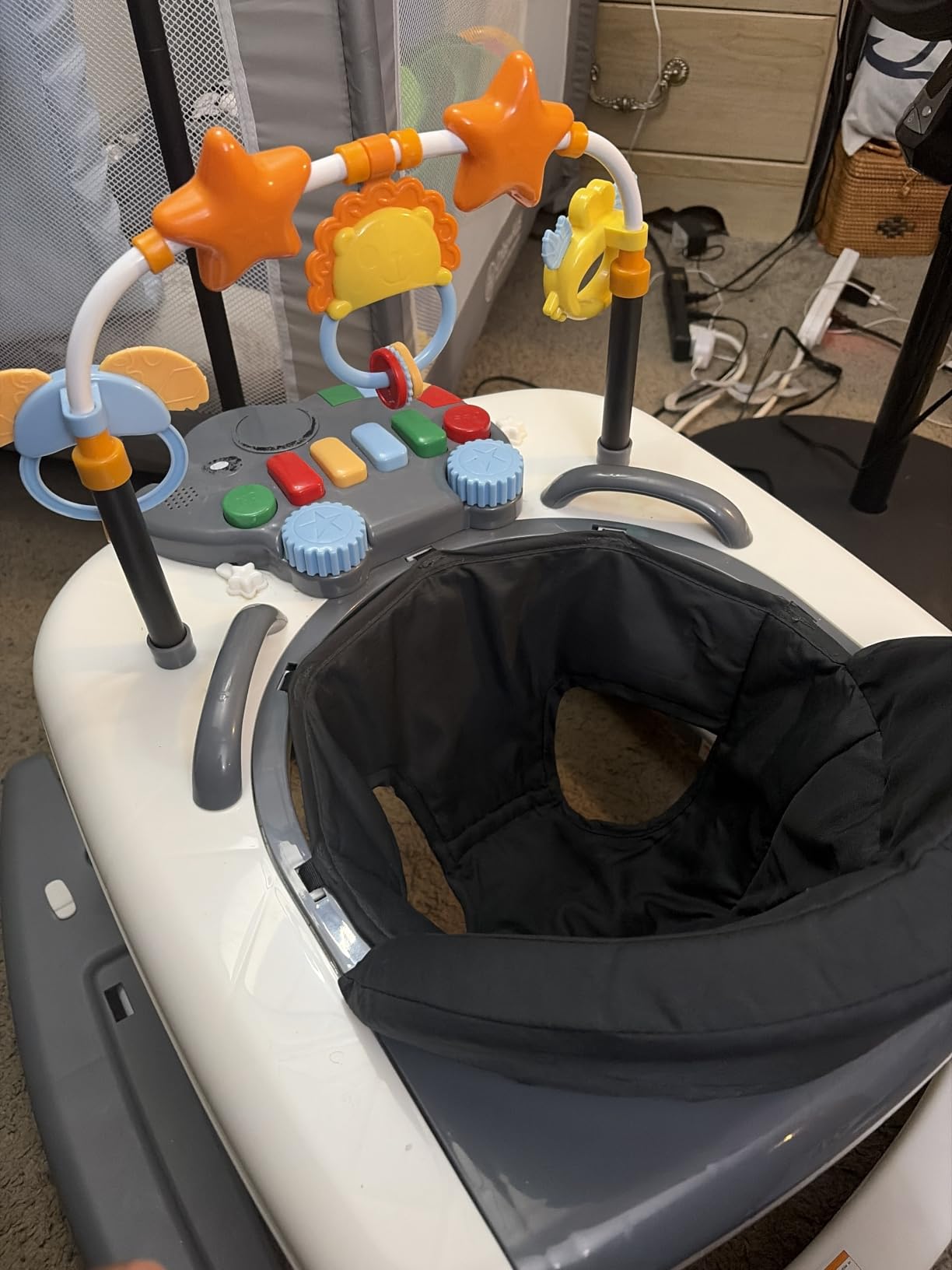 5-in-1 Music and Lights Foldable Baby Walker, Baby Walker with Wheels Portable with 5 Adjustable Heights, Infant Toddler Walker for Baby Boy Girls 6-18 Months(Grey) customer photo 2