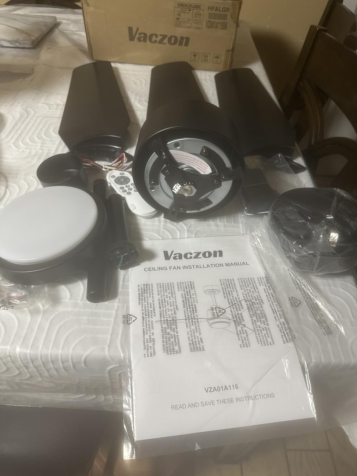 100 Inch Ceiling Fan No Light, 15000 CFM for Great Room & Garage | 8-Aluminum Blade DC Motor with 6-Speed Remote, Quiet Reversible Airflow for Commercial & Large Indoor Spaces, Black customer photo 1