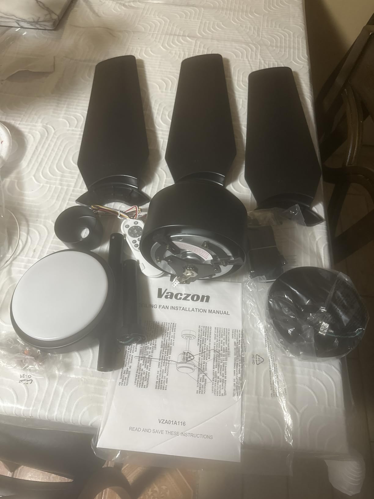 100 Inch Ceiling Fan No Light, 15000 CFM for Great Room & Garage | 8-Aluminum Blade DC Motor with 6-Speed Remote, Quiet Reversible Airflow for Commercial & Large Indoor Spaces, Black customer photo 2