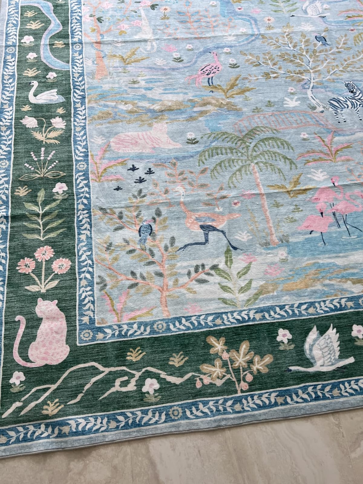 4x6 Whimsical Safari Nursery Area Rug Washable Non Slip Small Living Room Rugs Low Pile Animal Print Girs Bedroom Green Throw Carpet Forest Fairy Tale Area Rugs for Entry Kids Room, Sage Green customer photo 2
