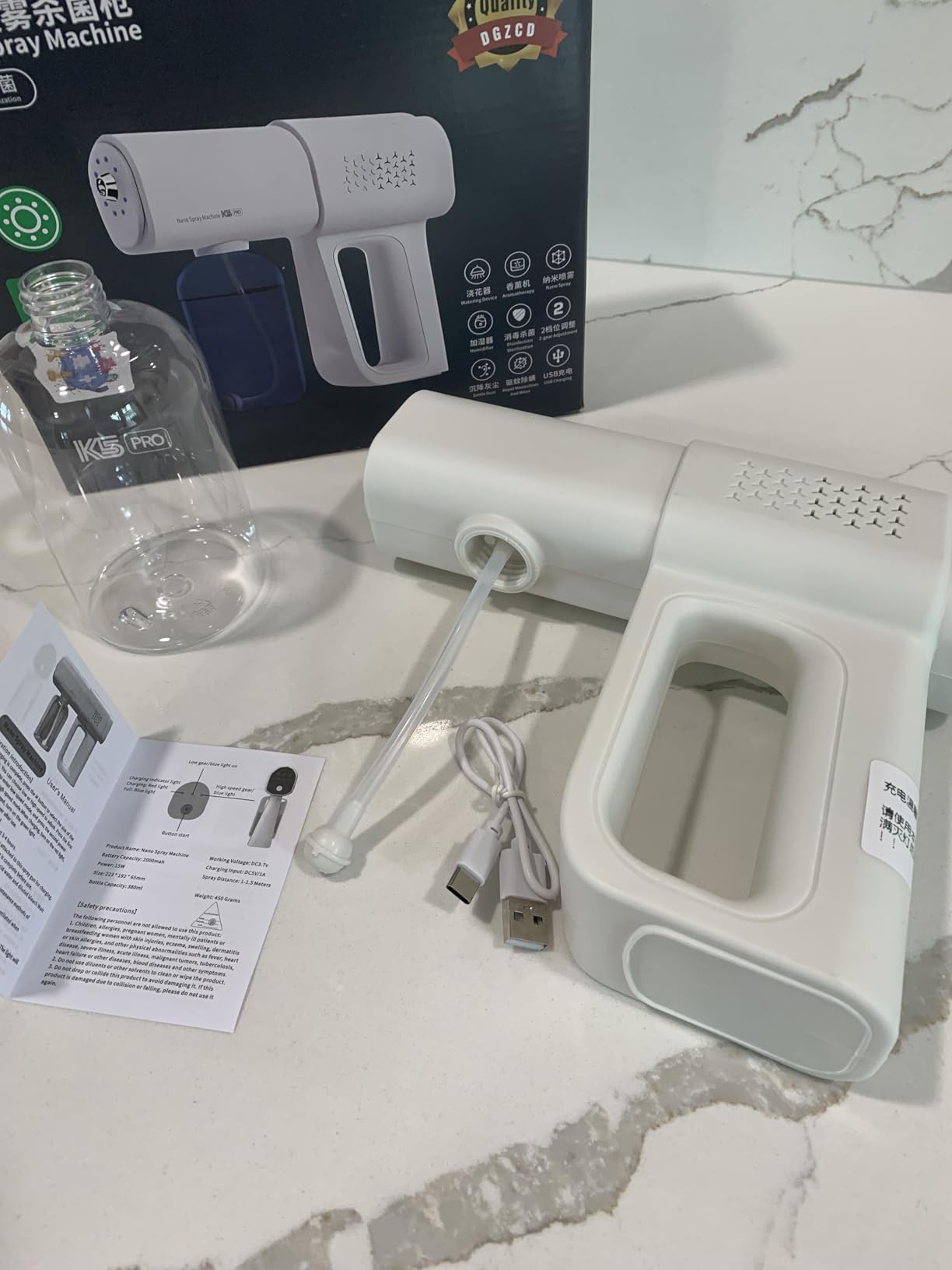 Atomizer Sprayer, Rechargeable Nano Mist Spray Gun with Blue Light, Portable Electrostatic ULV Fogger Machine, Cordless Handheld Atomizing Sprayer customer photo 1