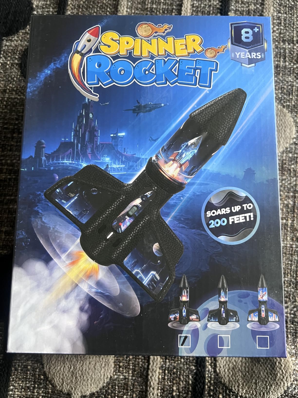 Rocket Launcher for Kids, Spinner Rocket, Rocket Toys for Boys Ages 6-13, 200ft Auto Launching, Rocket Launcher with LED and Parachute, 2-Altitude Launch, USB Rechargeable, Outdoor Toys Gift (Blue) customer photo 2