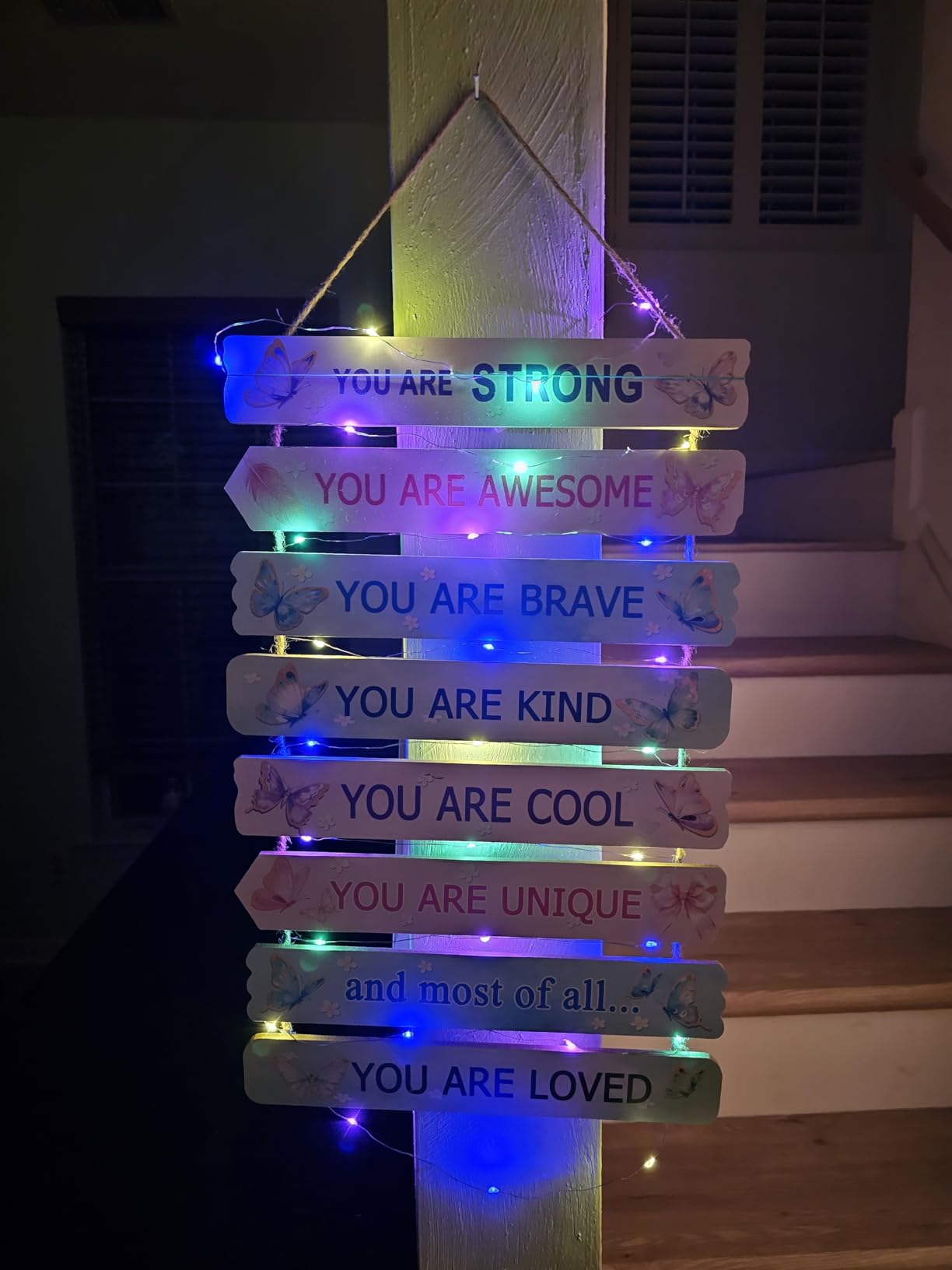 Pink Bow Room Decor Set of 8 with LED Lights, Girls Bedroom Decor Inspirational Positive Quotes Wall Art, Motivational Wooden Hanging Signs Wall Decorations for Nursery Teens Toddler Room customer photo 2