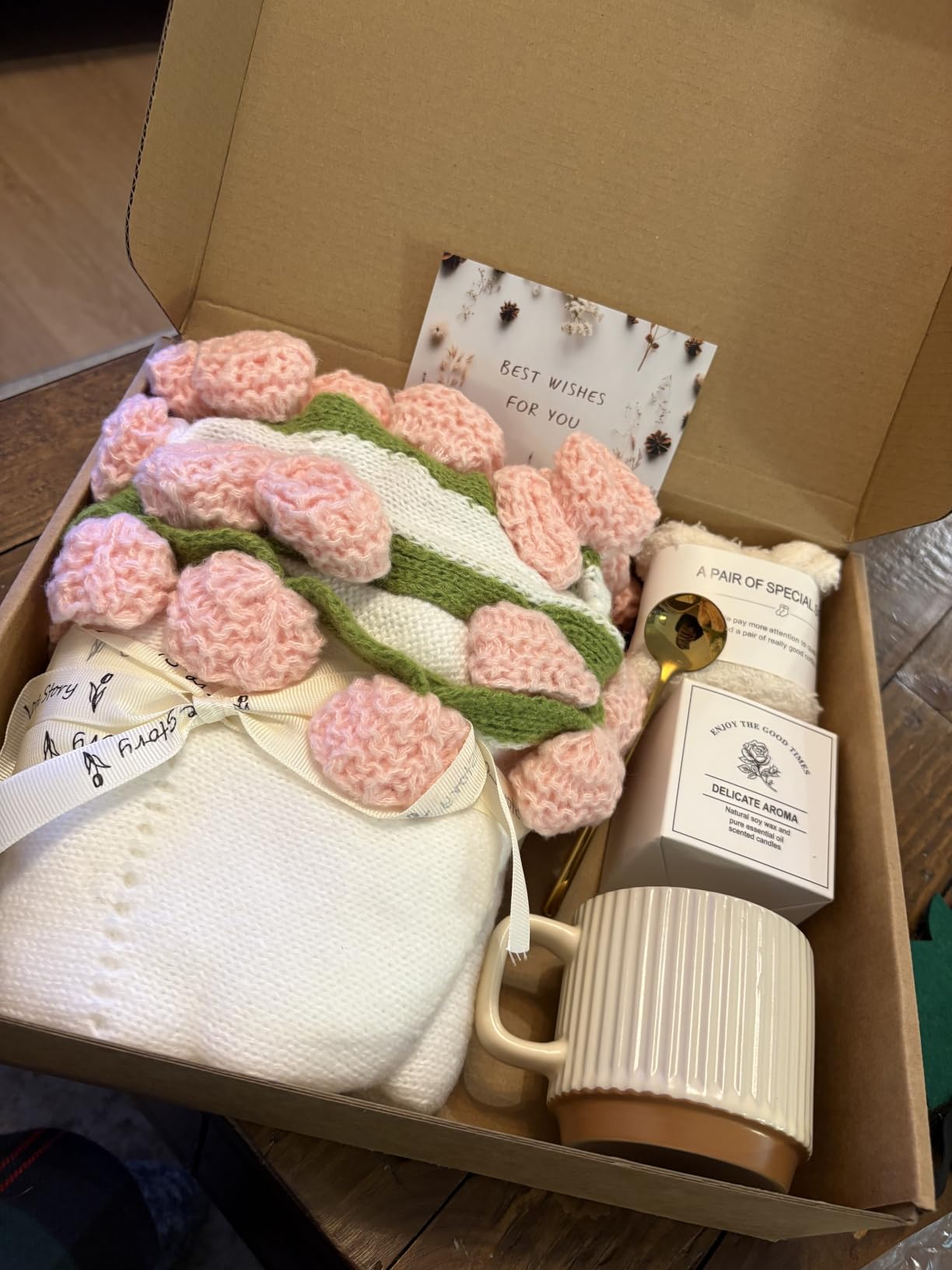 Get Well Soon Gifts for Women Crochet Flower Blanket Birthday Gifts for Mom customer photo 2