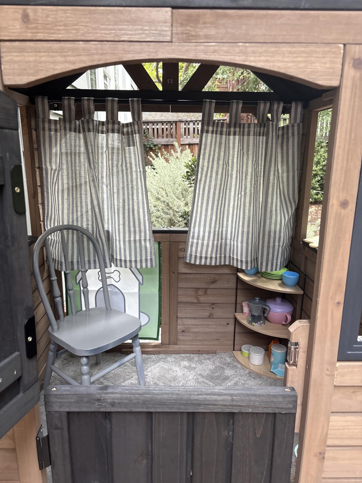 Albott Outdoor Wooden Playhouse for Kids, Backyard Cottage with Fence customer photo 2