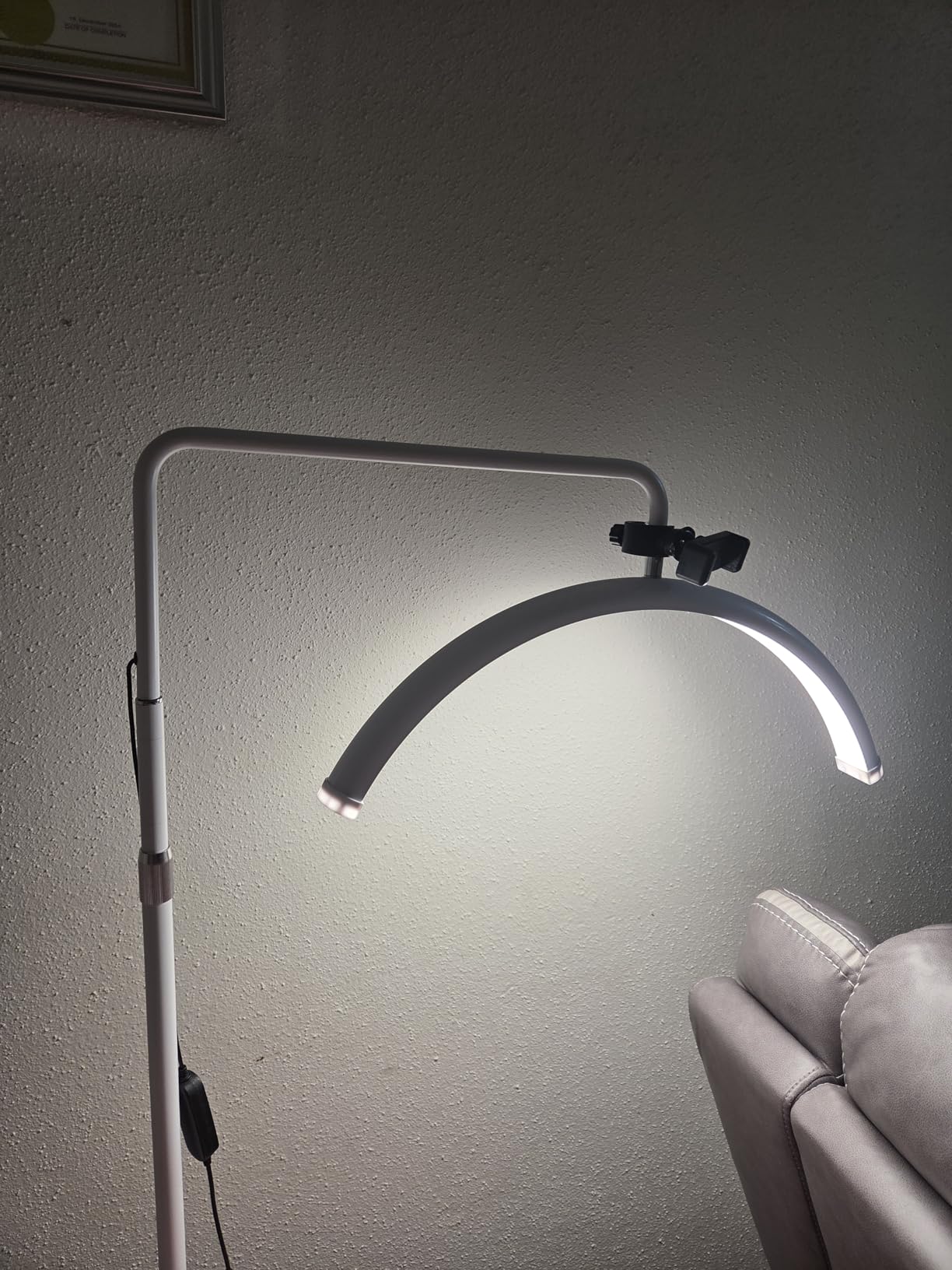 Professional Half Moon LED Desk Light for Nail Techs & Artists – Flexible Gooseneck Lamp with Clamp, 3 Color Modes & 5 Brightness Levels for Manicure, Tattoo, Beauty Work customer photo 1