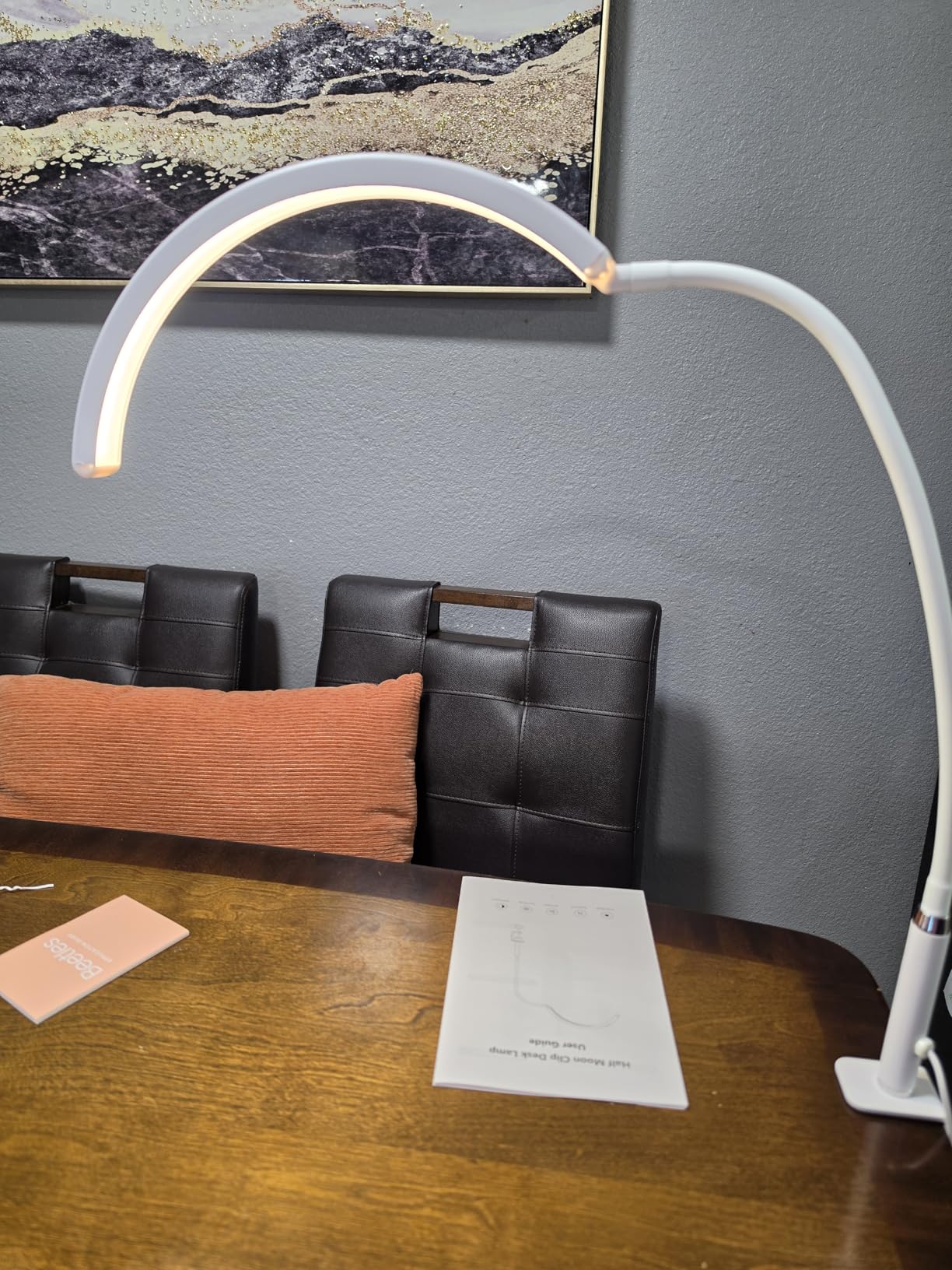 Professional Half Moon LED Desk Light for Nail Techs & Artists – Flexible Gooseneck Lamp with Clamp, 3 Color Modes & 5 Brightness Levels for Manicure, Tattoo, Beauty Work customer photo 2