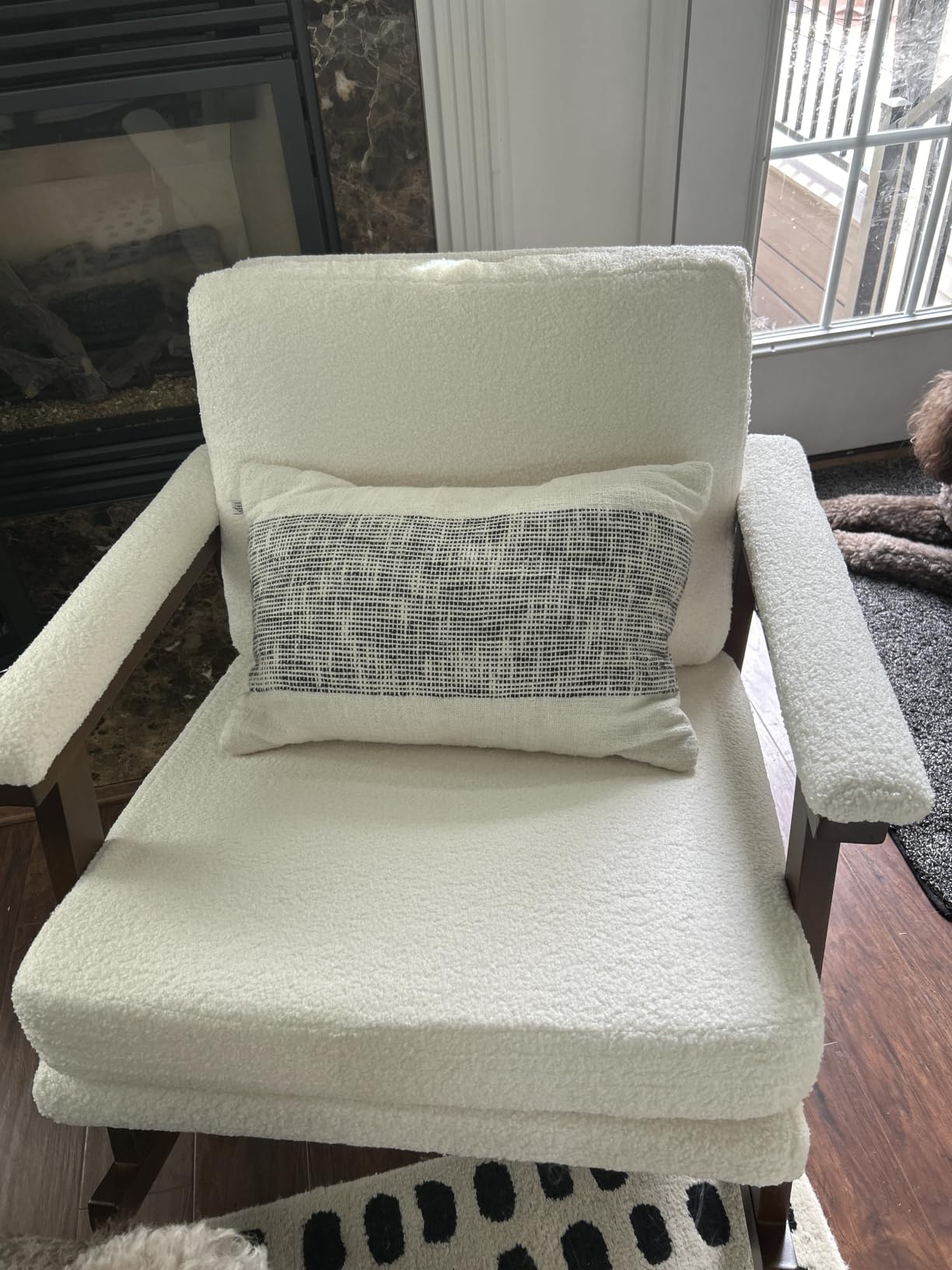 Rocking Chair Nursery, Compact Glider Rocking Chair for Indoor Use, Small Upholstered Rocker Chair for Bedroom Living Room, Teddy Fleece Accent Chair,White customer photo 2