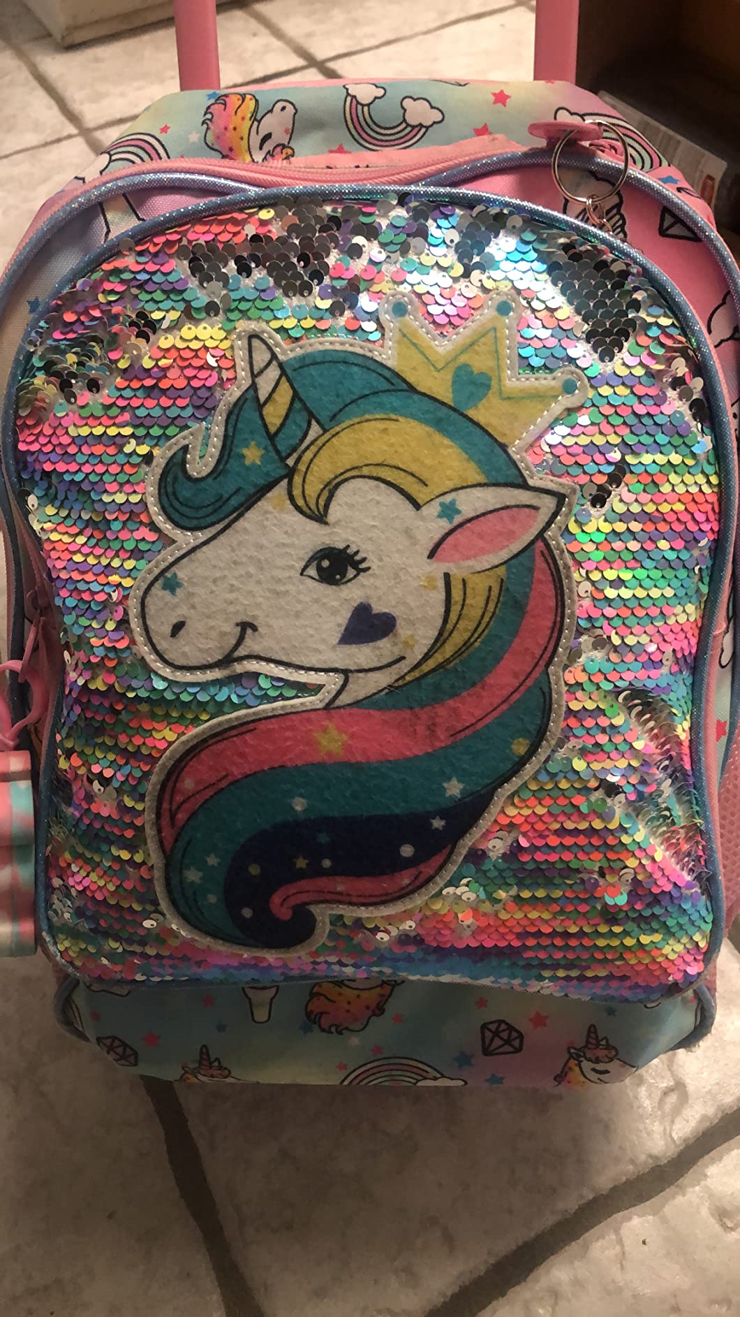 AGSDON 3PCS Rolling Backpack for Girls Boys, Kids Roller Wheels Bookbag, Wheeled School Bag with Lunch Bag customer photo 1