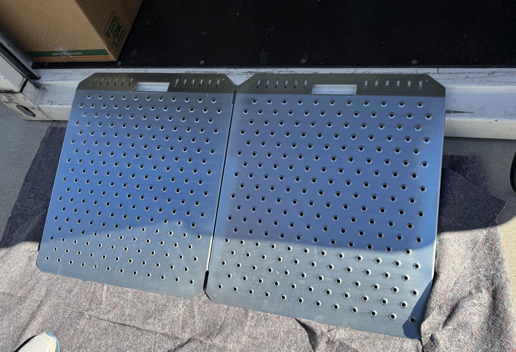 Heavy-Duty Shed Loading Ramps Kit, 36 x 48 Inch, 2-Pack - Anti-Slip Punch Plate for Riding Mowers, Snow Blowers, Garden Carts, Shed Garage Shipping Container Access Ramp customer photo 1