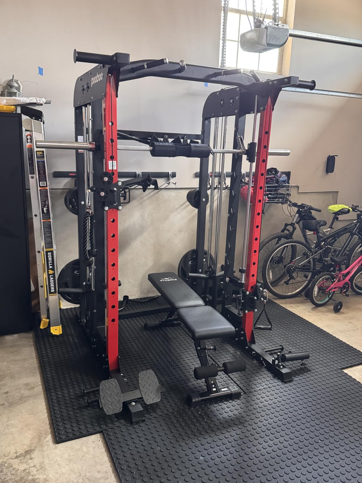 pooboo Power Cage Smith Machine with 2000LB Squat Rack Cable System customer photo 1
