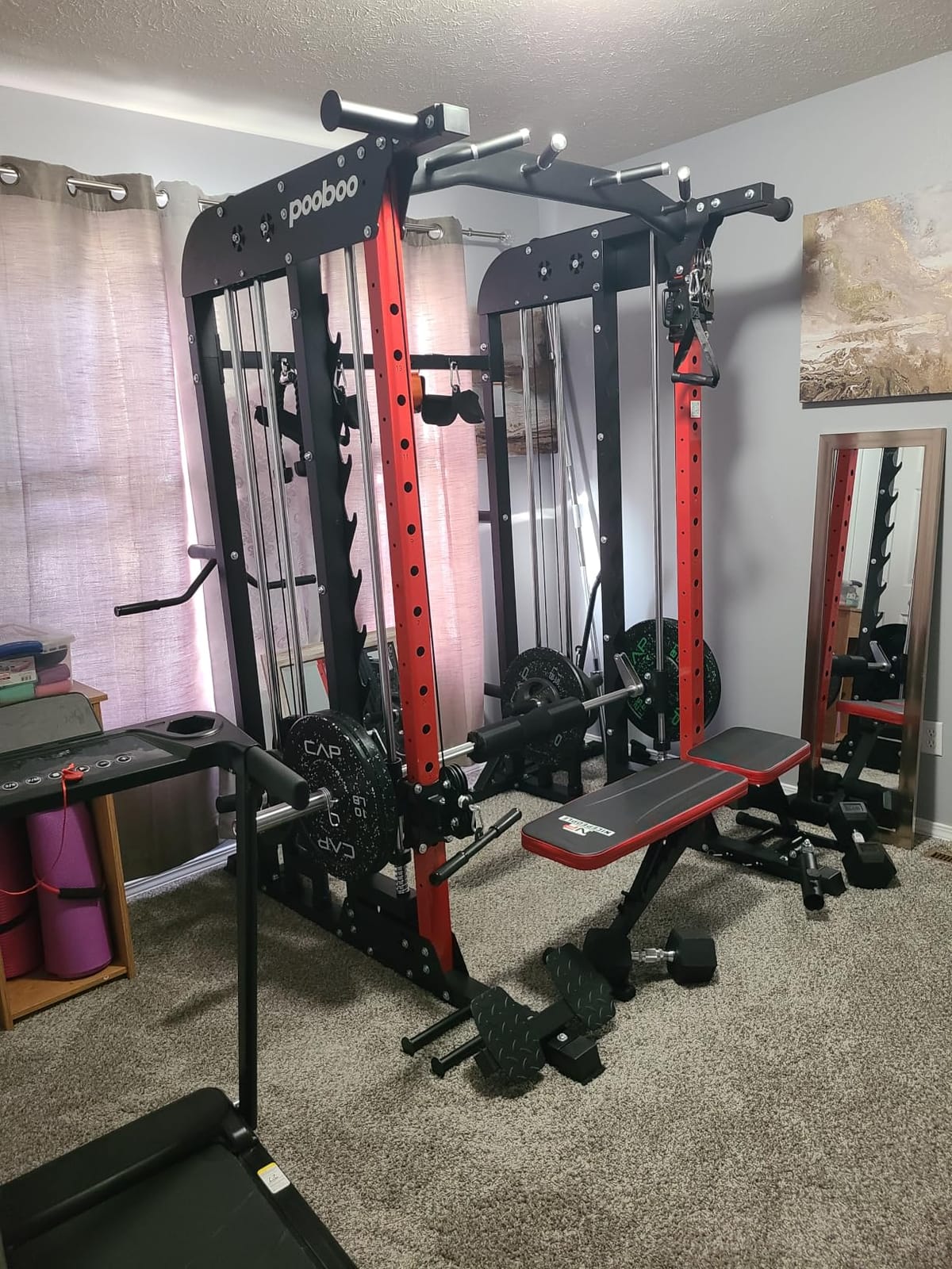 pooboo Power Cage Smith Machine with 2000LB Squat Rack Cable System customer photo 2