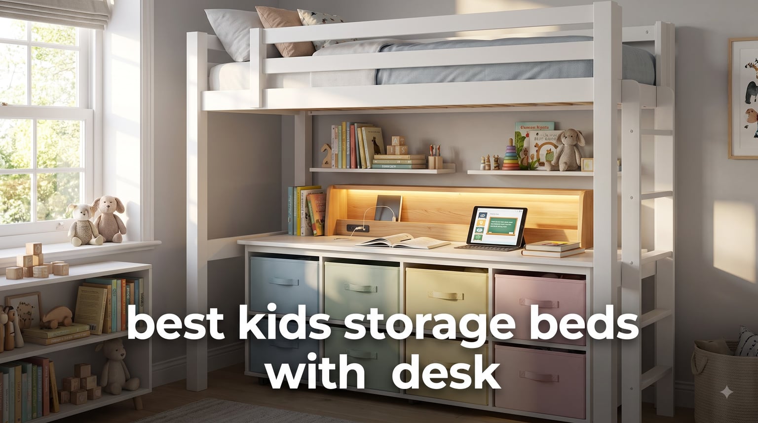 best kids storage beds with desk