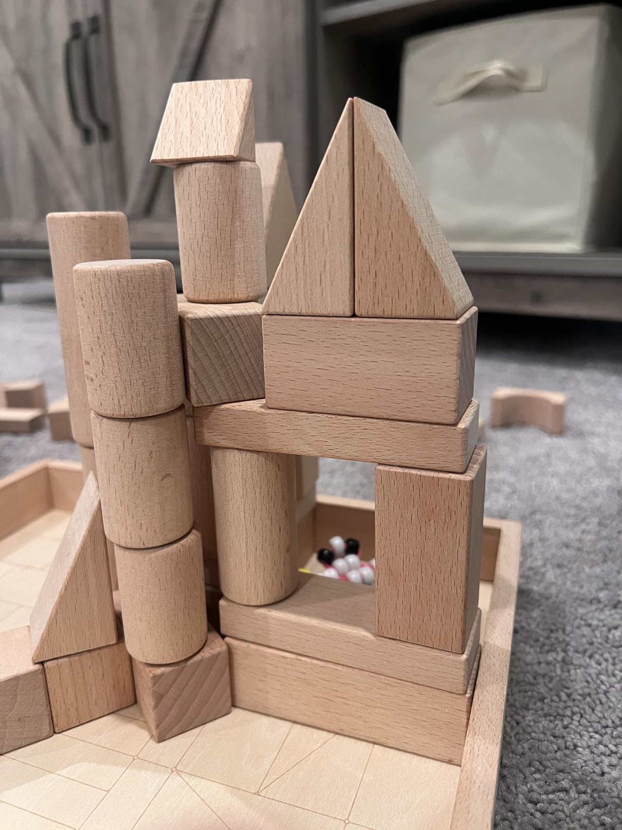 iPlay, iLearn Kid Wooden Building Block Toy Set, Toddler Natural Wood Block customer photo 2