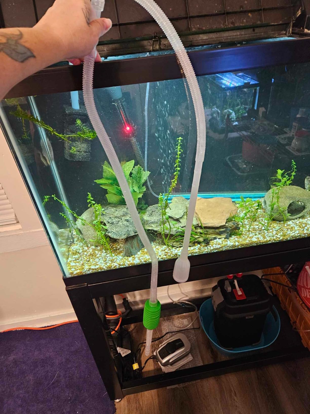 Luigi's Fish Tank Cleaner - Turtle Tank Accessories - Gravel Vacuum for Aquarium - Hand Siphon Hose to Remove and Change Water or Sand in Minutes - Aquarium Cleaning Tools customer photo 1