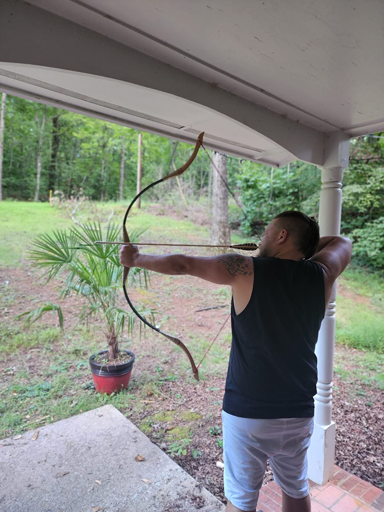 TOPARCHERY Black Hunter Traditional Recurve Bow 53'' Archery Hunting Handmade Horse Bow Longbow 30-50 lbs customer photo 1
